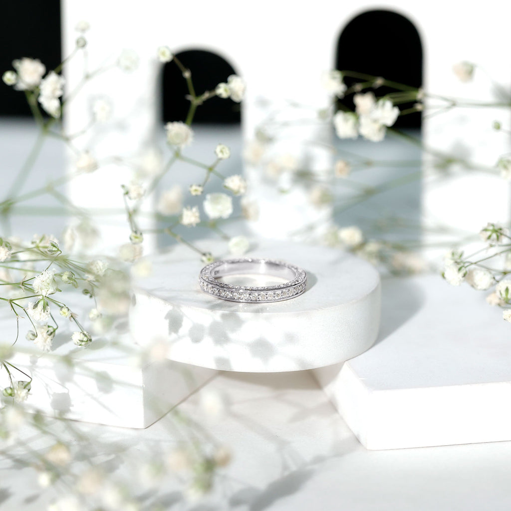 Certified Lab Created Diamond Wedding Bands for Women