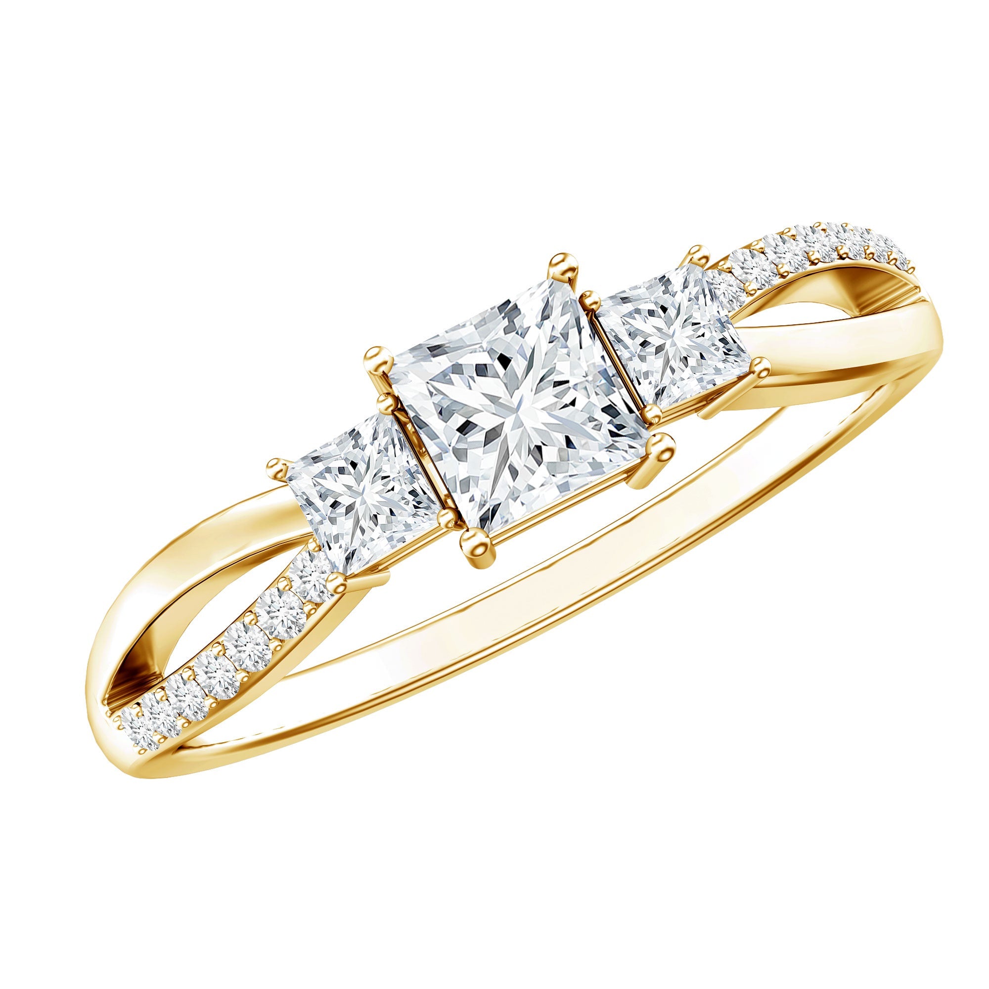 Lab Grown Diamond Three Stone Promise Ring With Split Shank