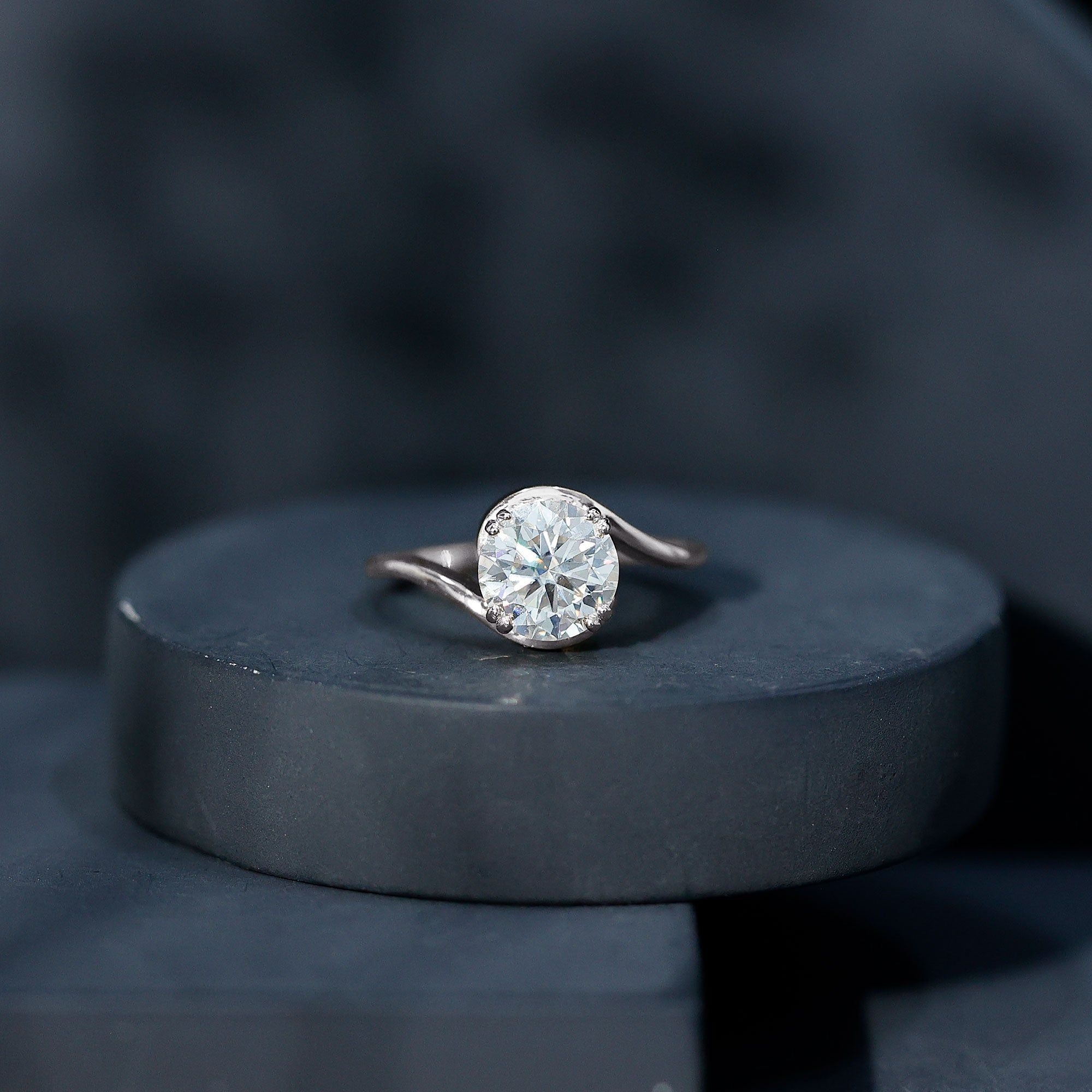 Lab Grown Diamond Bypass Engagement Ring With Diagonal 4 Prong
