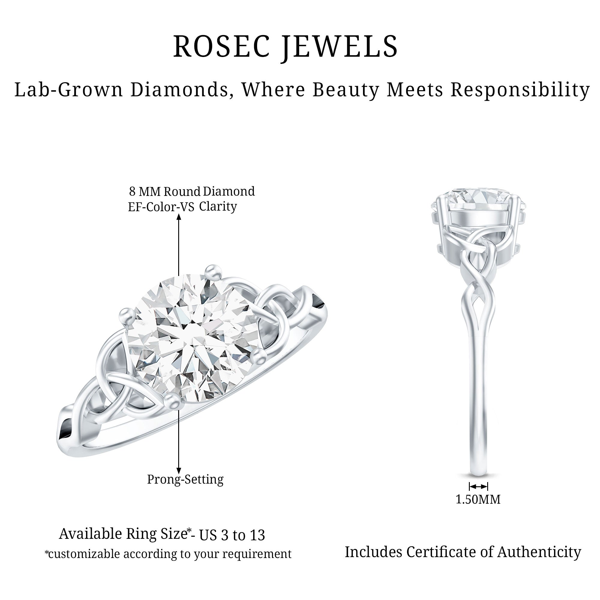 Lab Created 2 Carat Diamond Celtic Knot Engagement Ring