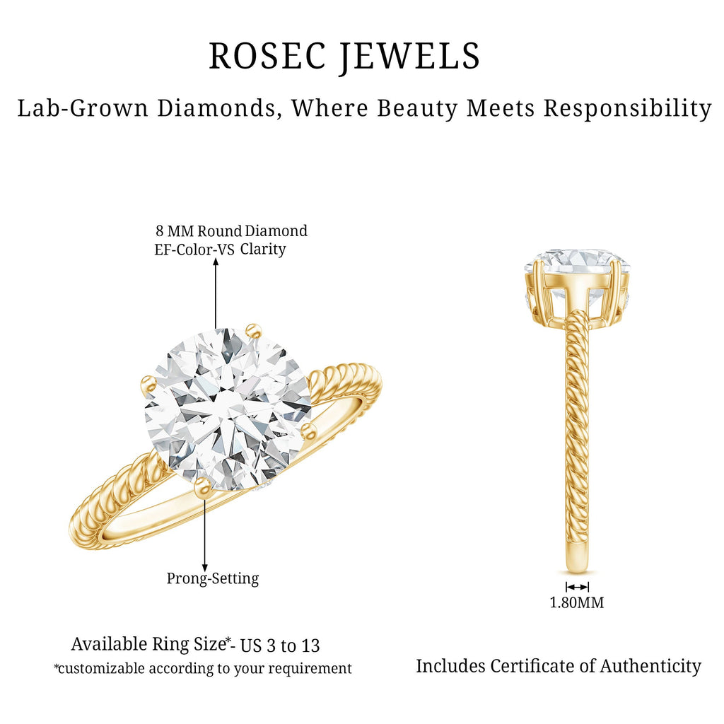 2 Carat Lab Grown Diamond Engagement Ring With Twisted Rope