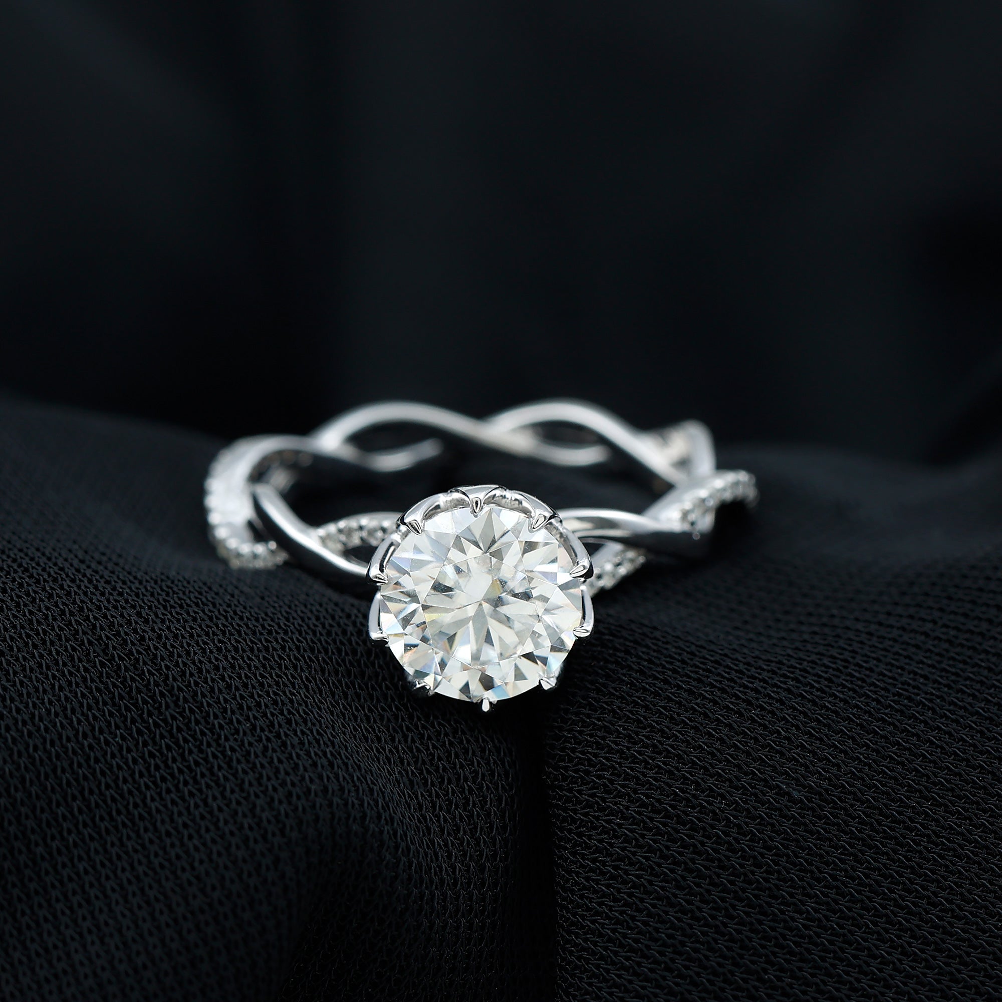 Round Cut Lab Grown Diamond Unique Engagement Ring