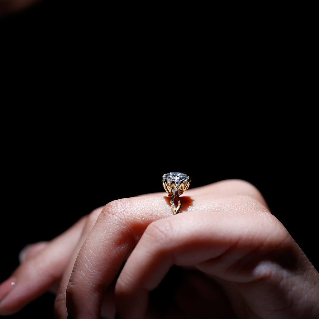 Round Cut Lab Grown Diamond Unique Engagement Ring