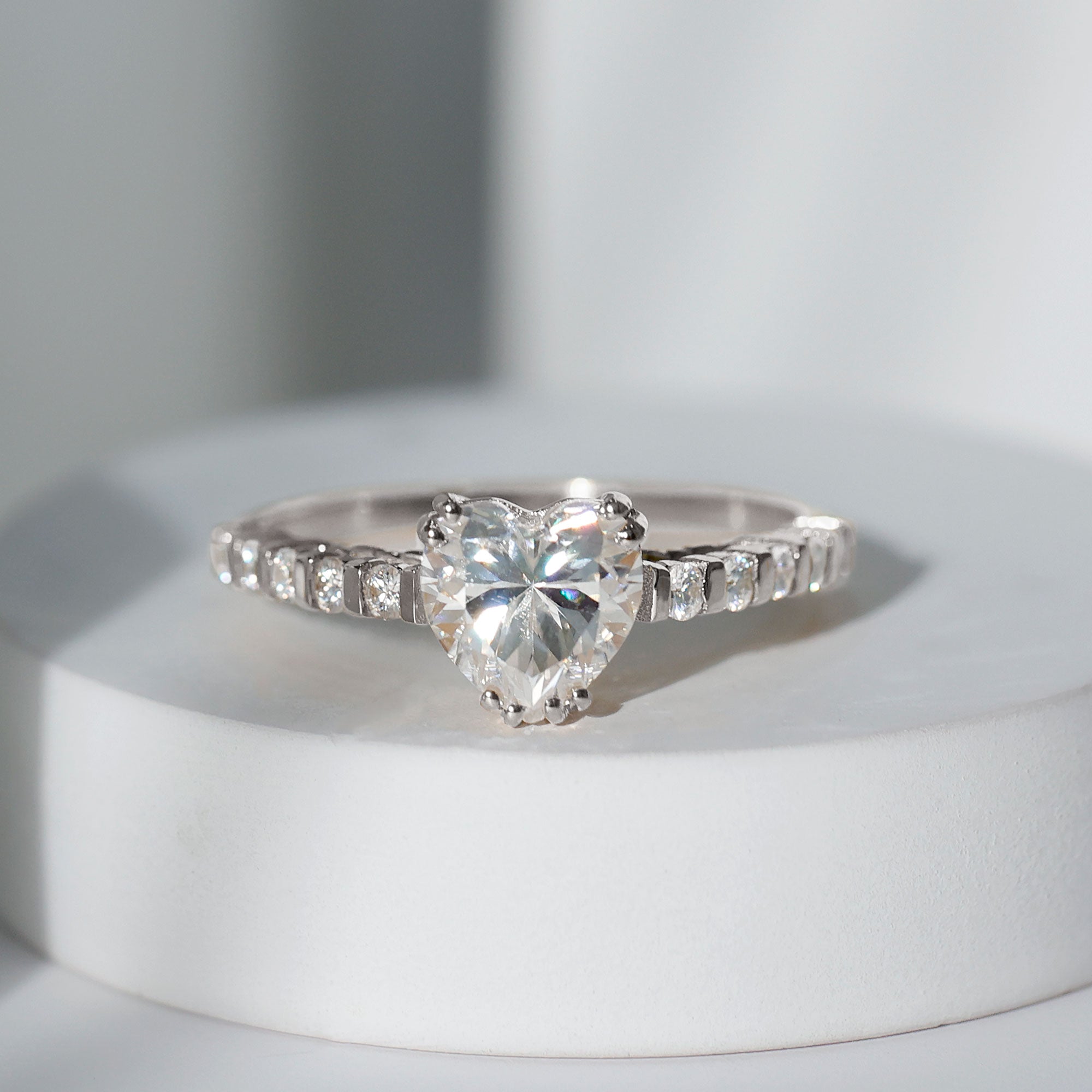 Certified 8 MM Lab Grown Diamond Heart Engagement Ring for Her