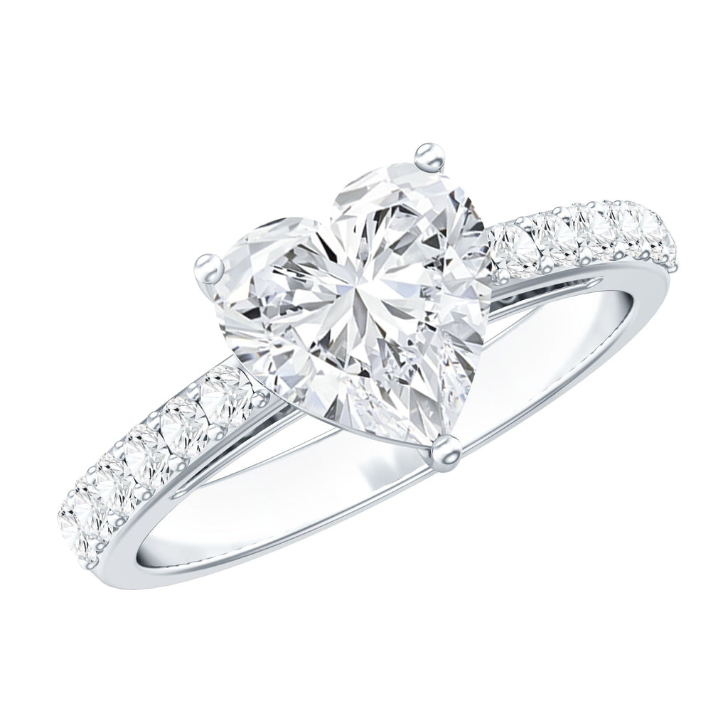 3 Prong Lab Grown Diamond Heart Engagement Ring For Women