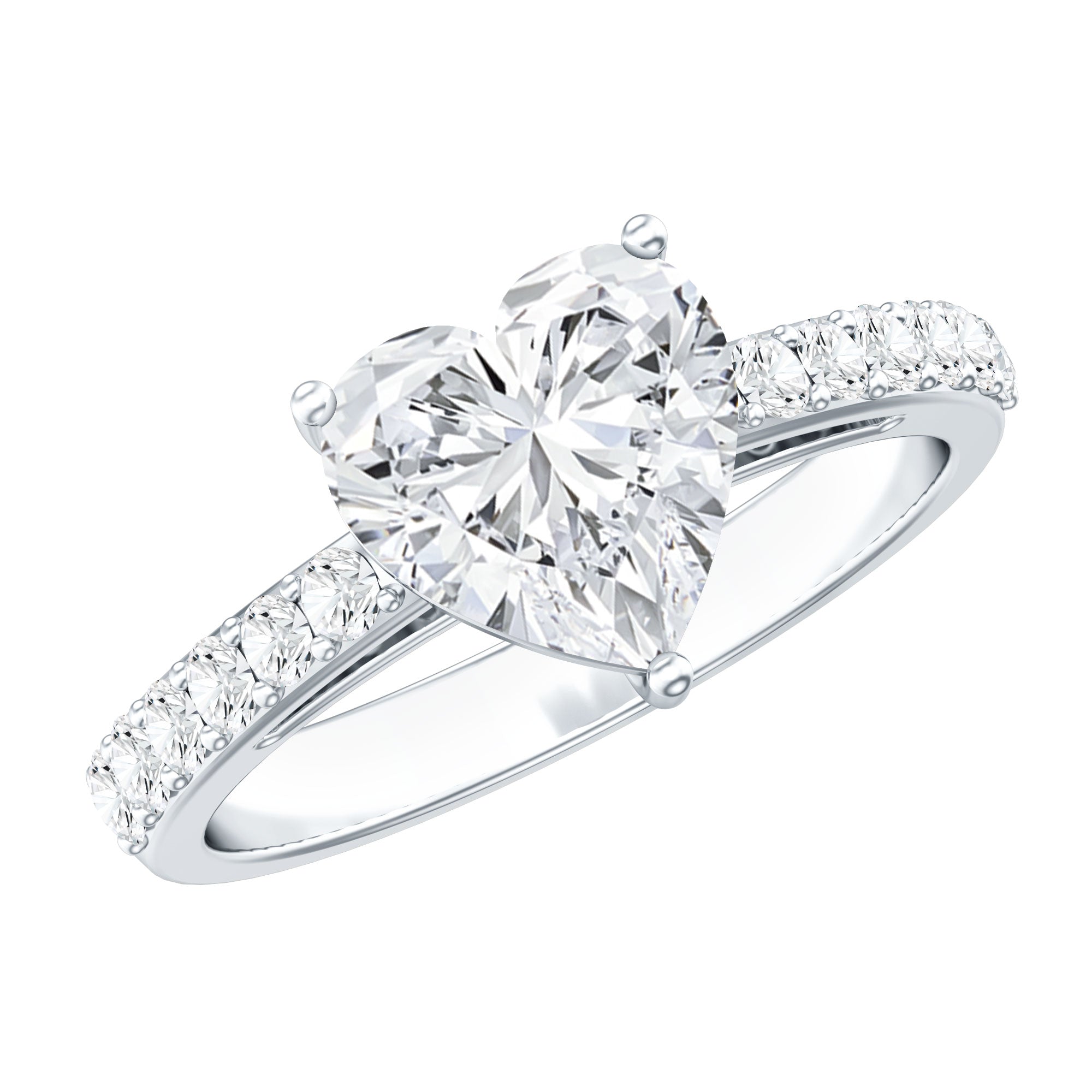 3 Prong Lab Grown Diamond Heart Engagement Ring For Women