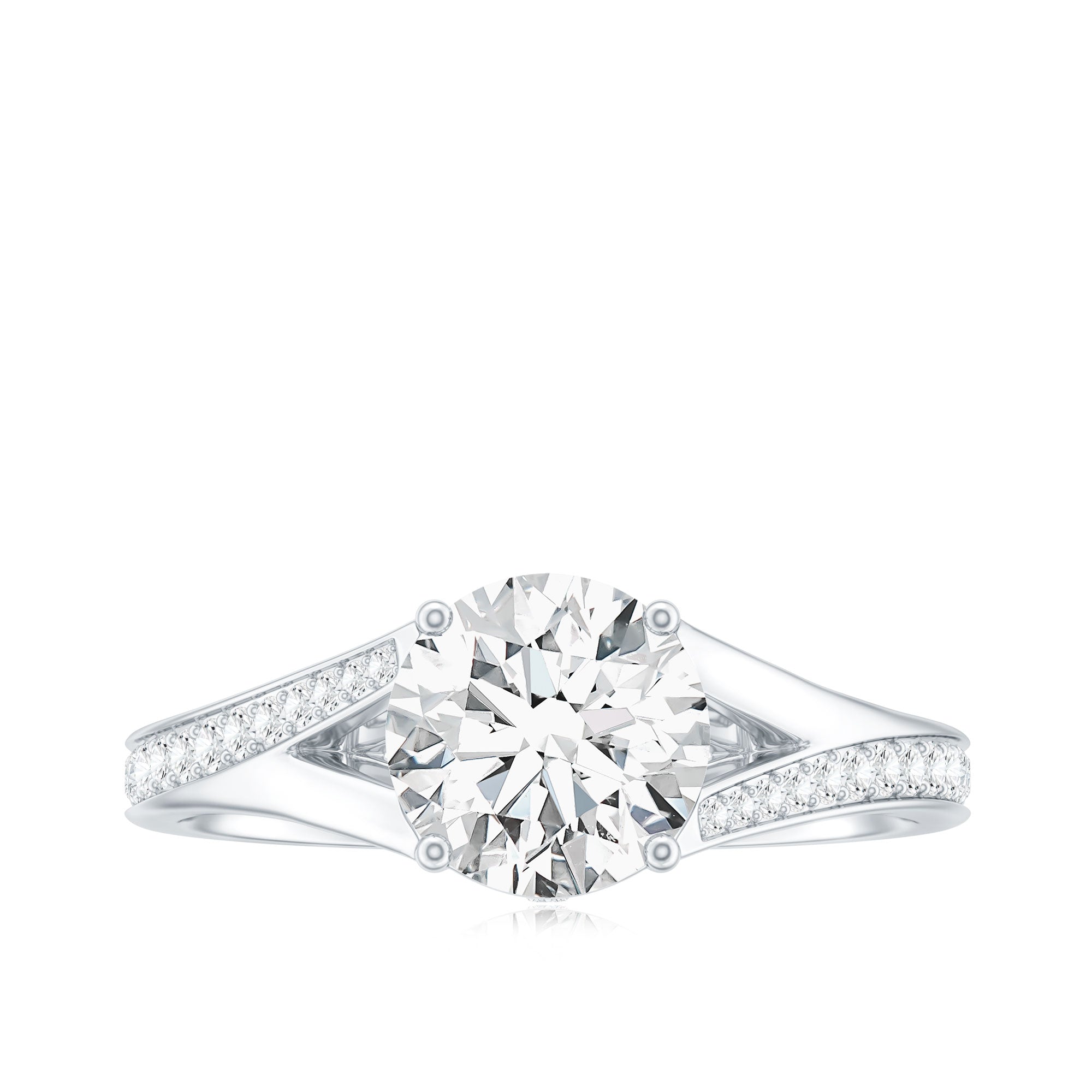 4 Prong Lab Grown Diamond Solitaire Engagement Ring with Split Shank