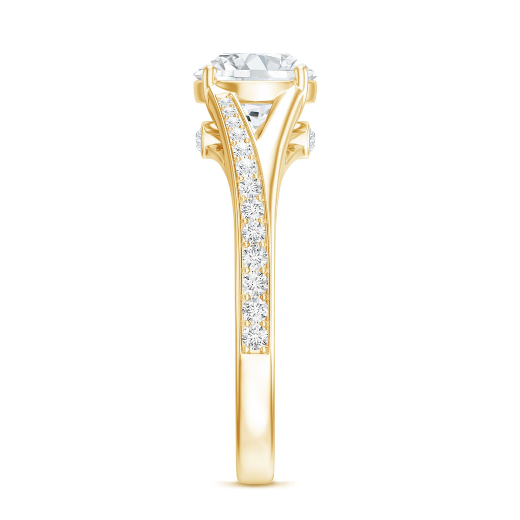 4 Prong Lab Grown Diamond Solitaire Engagement Ring with Split Shank
