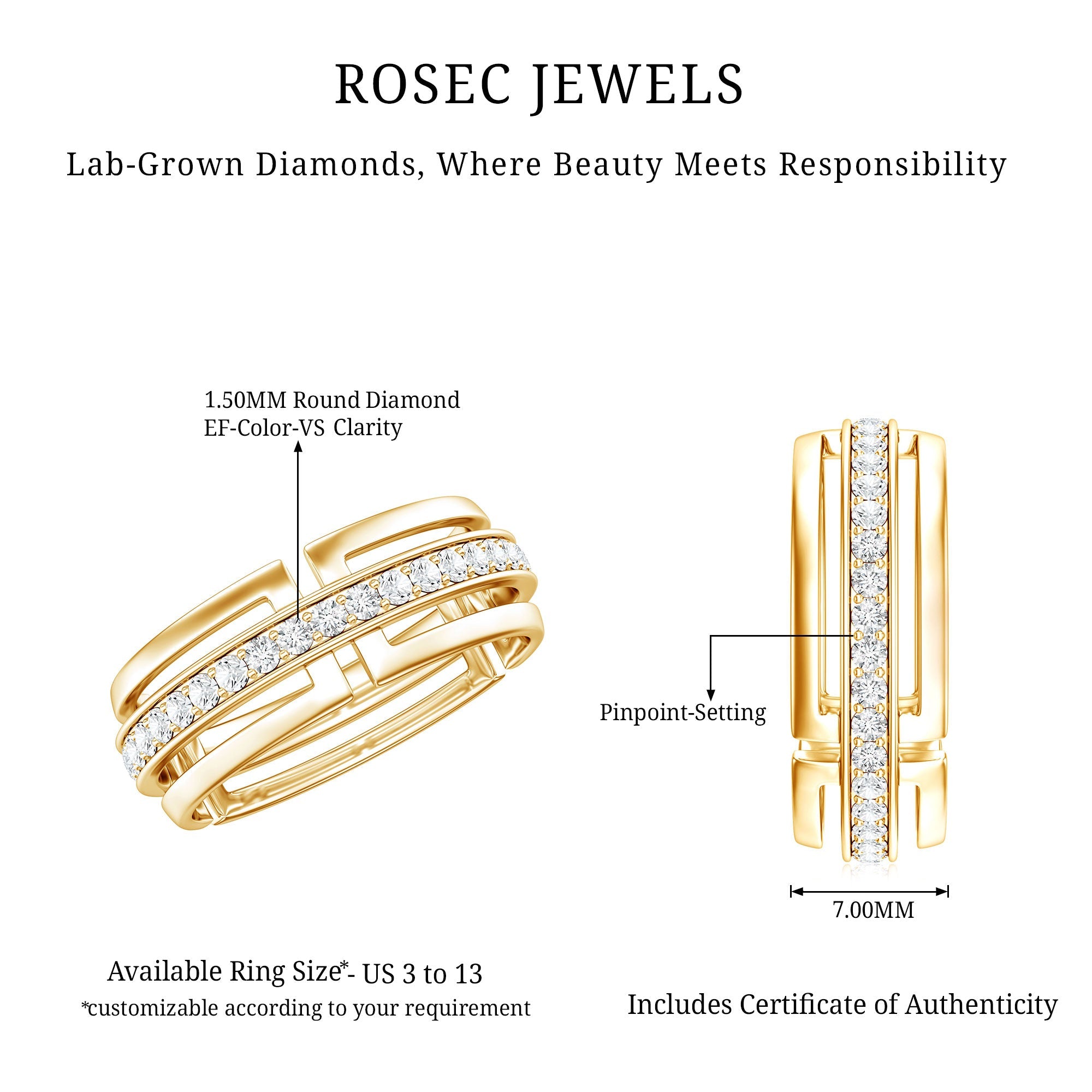 Certified Lab Created Diamond Unisex Wedding Band