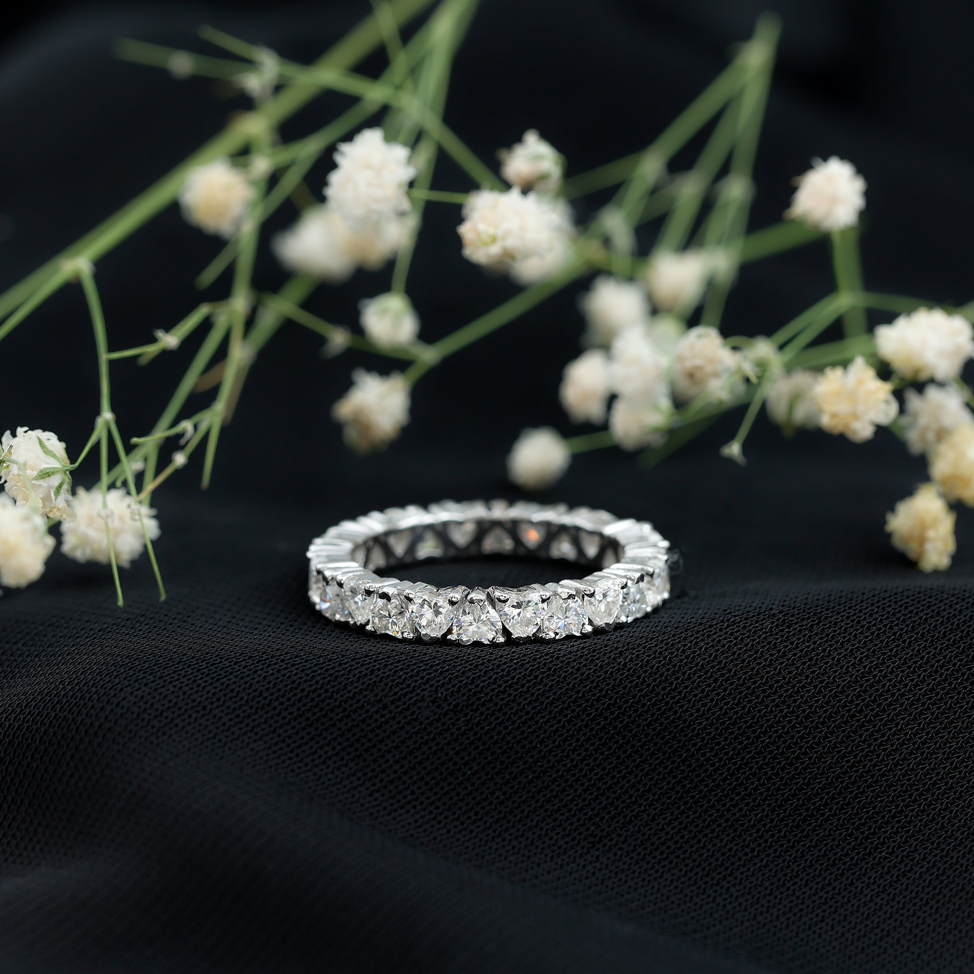 Brilliant Cut Lab Diamond Heart Wedding Band for Women