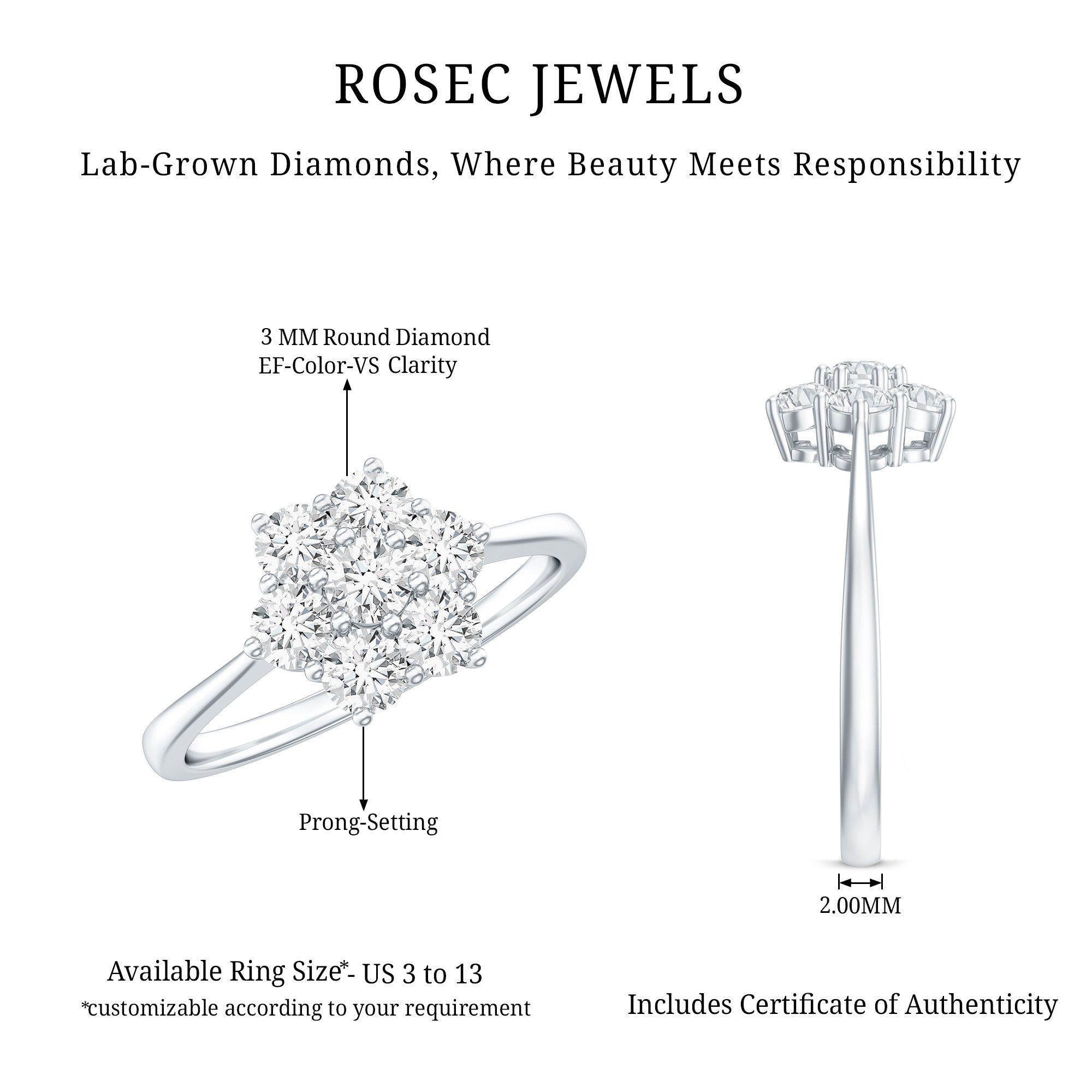 Flower Cluster Lab Grown Diamond Engagement Ring