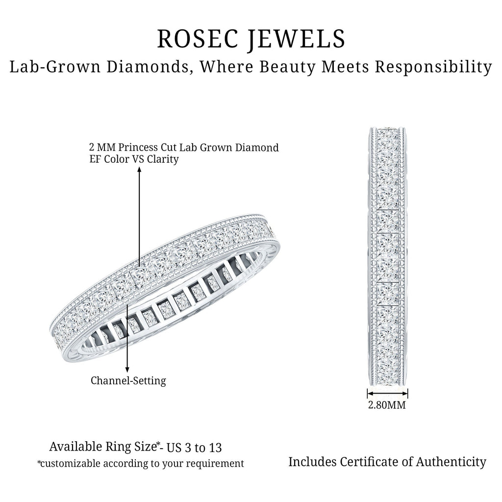 Certified Lab Created Diamond Princess Cut Wedding Band