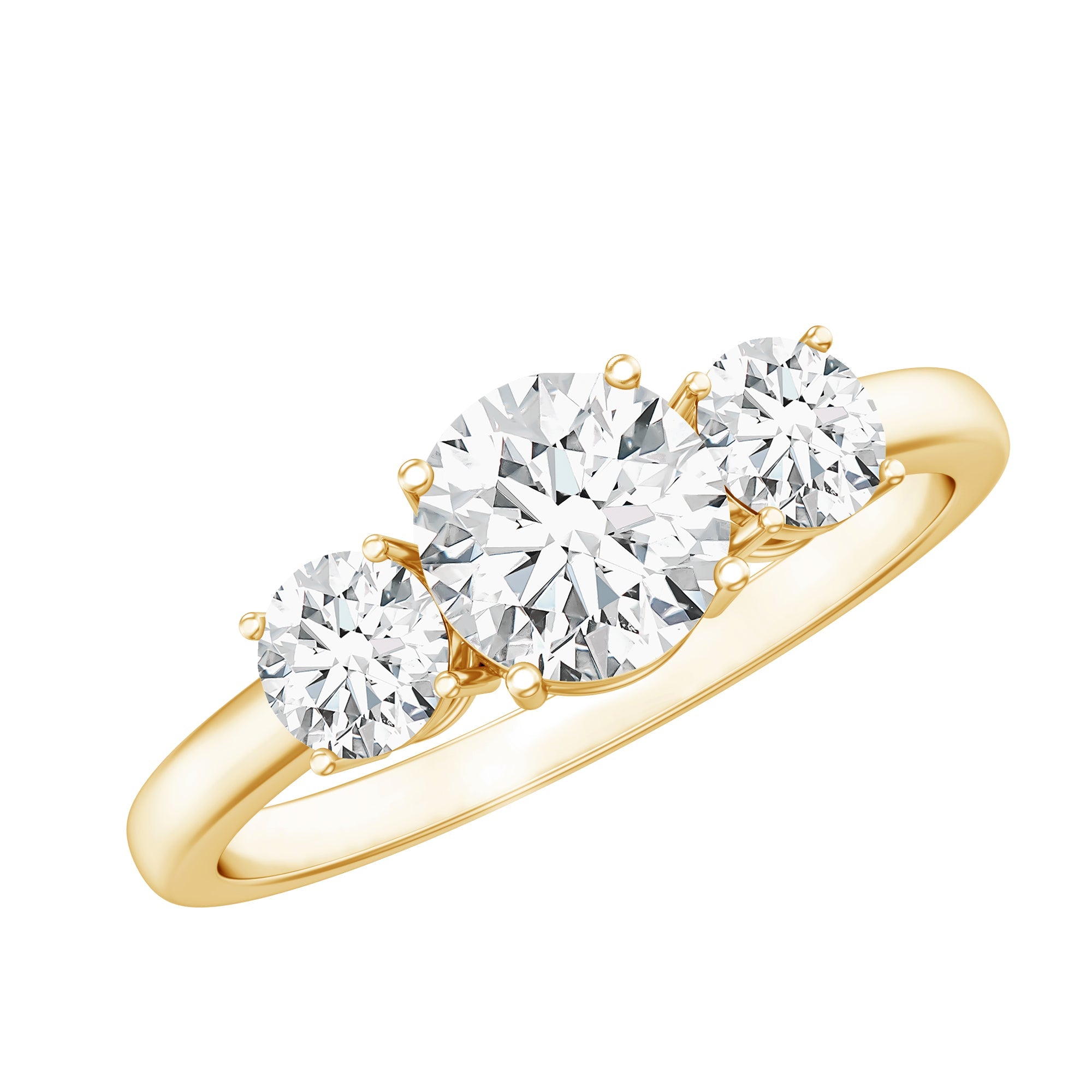 Round Cut Lab Grown Diamond 3 Stone Ring For Women