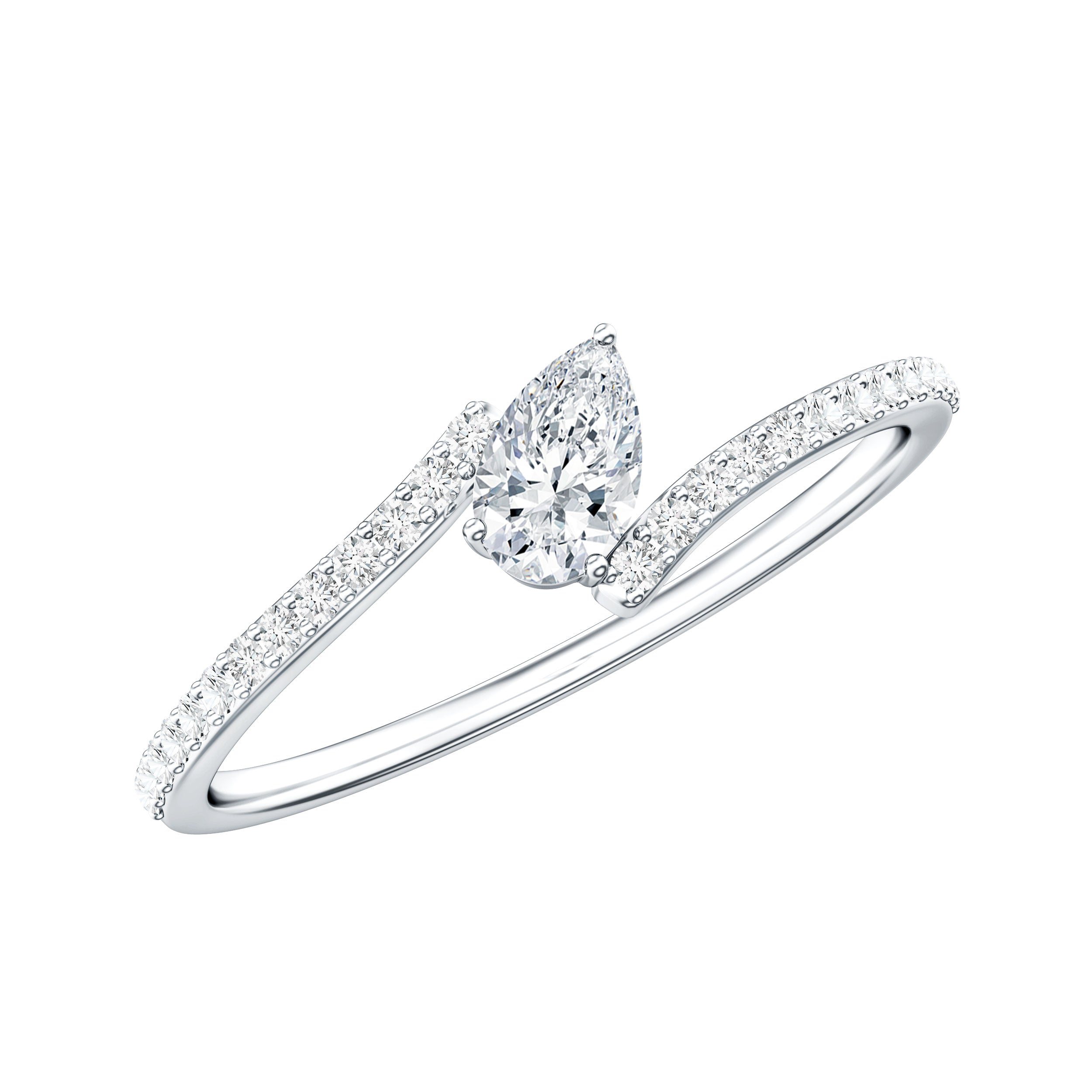 Pear Cut Lab Grown Diamond Bypass Promise Ring