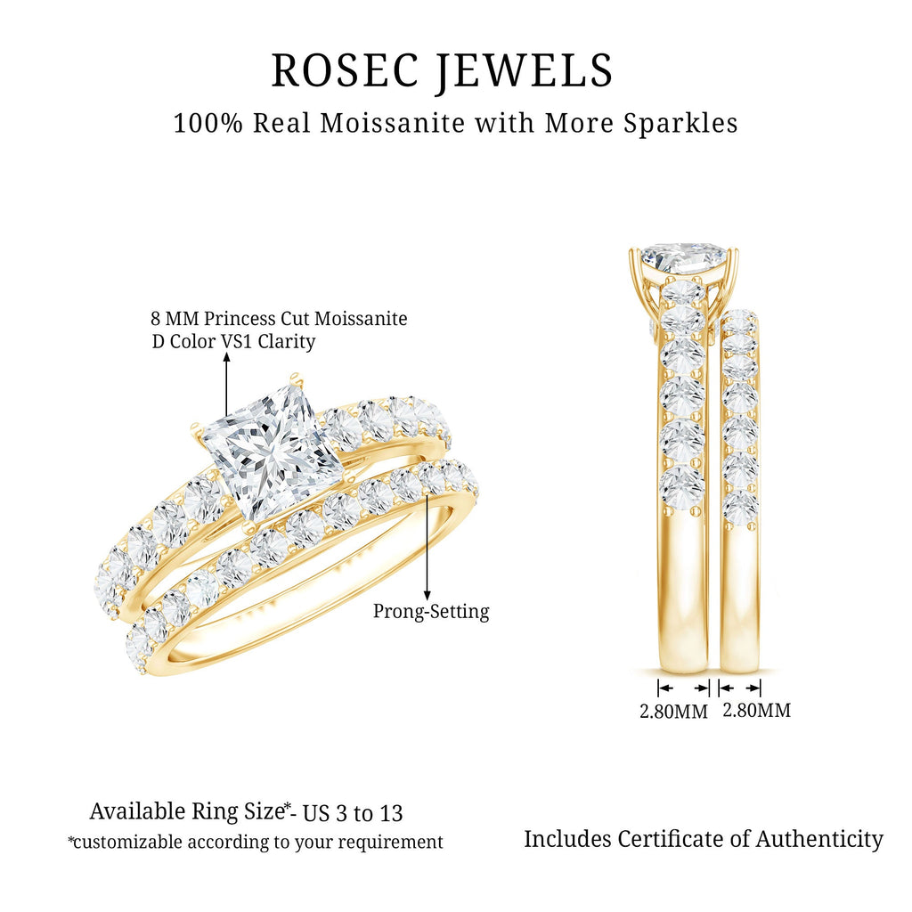 IGI Certified 1 Carat Lab Grown Diamond Princess Cut Engagement Ring with Band