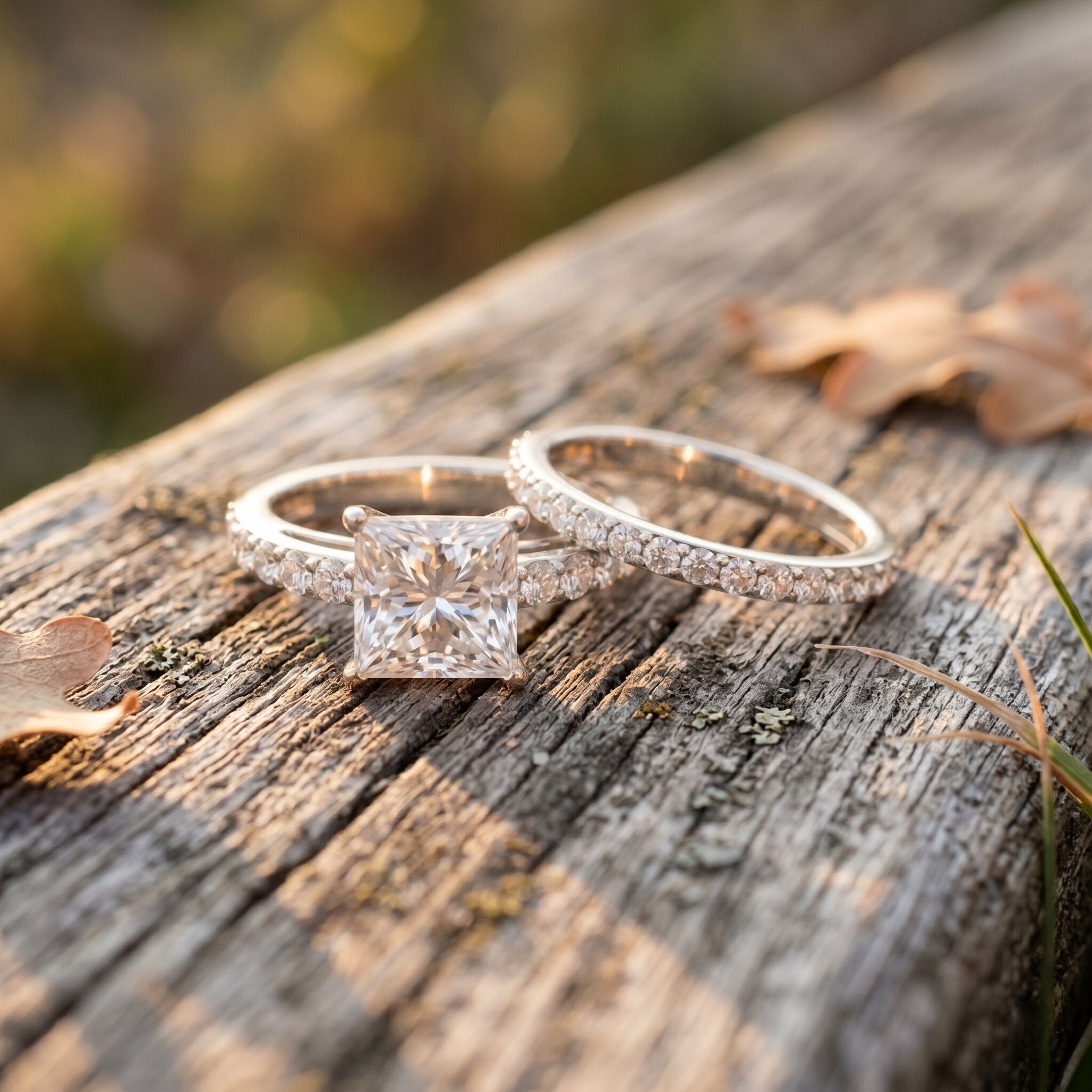 4 Carat IGI Certified Lab Grown Diamond Princess Cut Bridal Ring Set