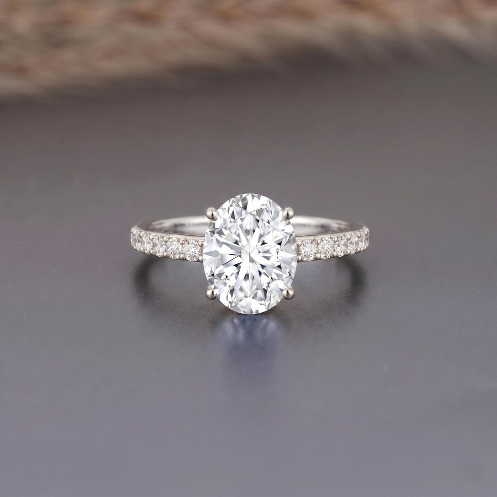 Lab Grown 2 Carat Diamond Oval Engagement Ring with IGI Certificate