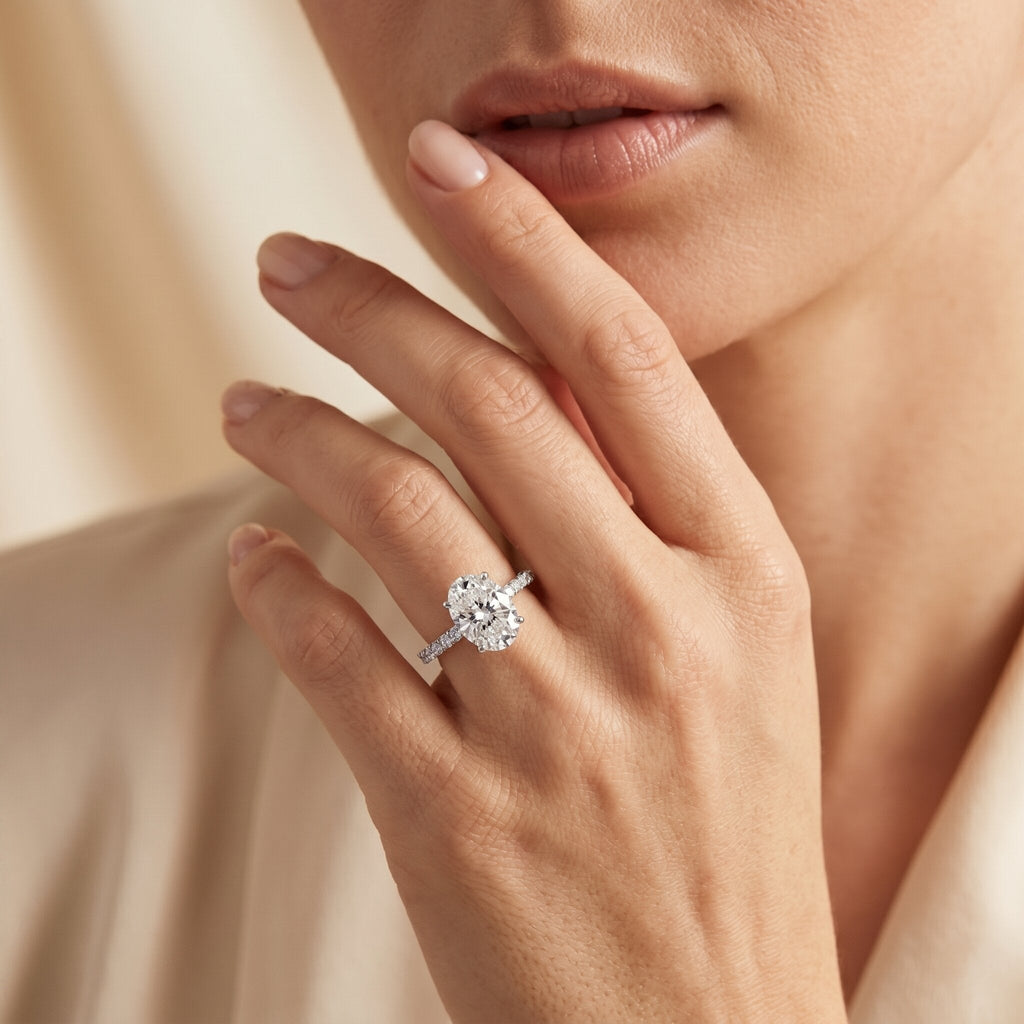 Lab Grown 2 Carat Diamond Oval Engagement Ring with IGI Certificate