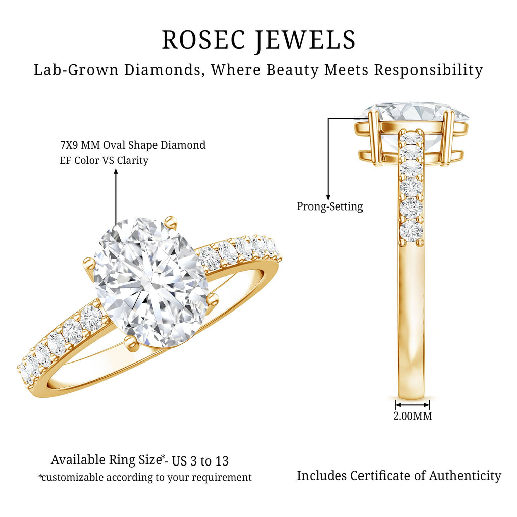 Lab Grown 2 Carat Diamond Oval Engagement Ring with IGI Certificate
