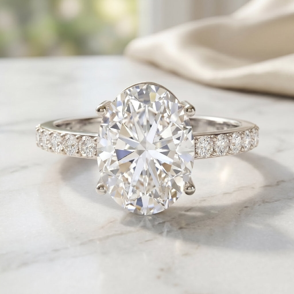 IGI Certified 3 Carat Lab Grown Oval Diamond Engagement Ring for Women