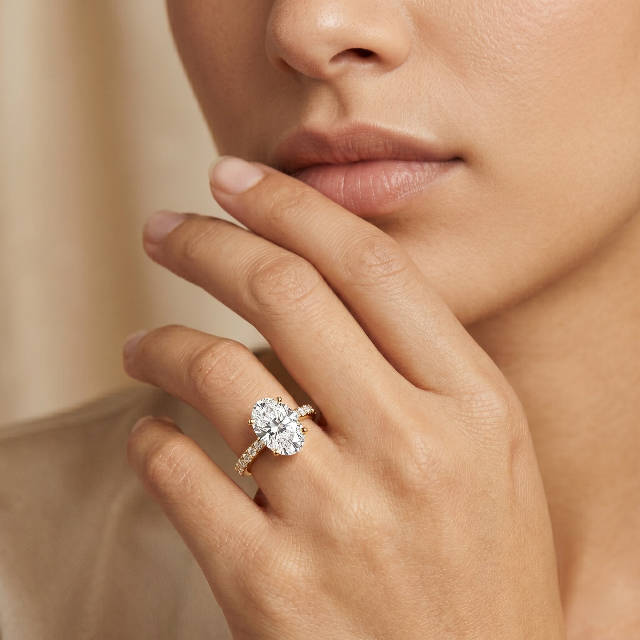 IGI Certified 3 Carat Lab Grown Oval Diamond Engagement Ring for Women