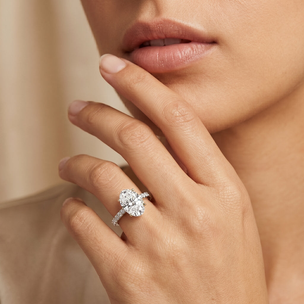 IGI Certified 3 Carat Lab Grown Oval Diamond Engagement Ring for Women