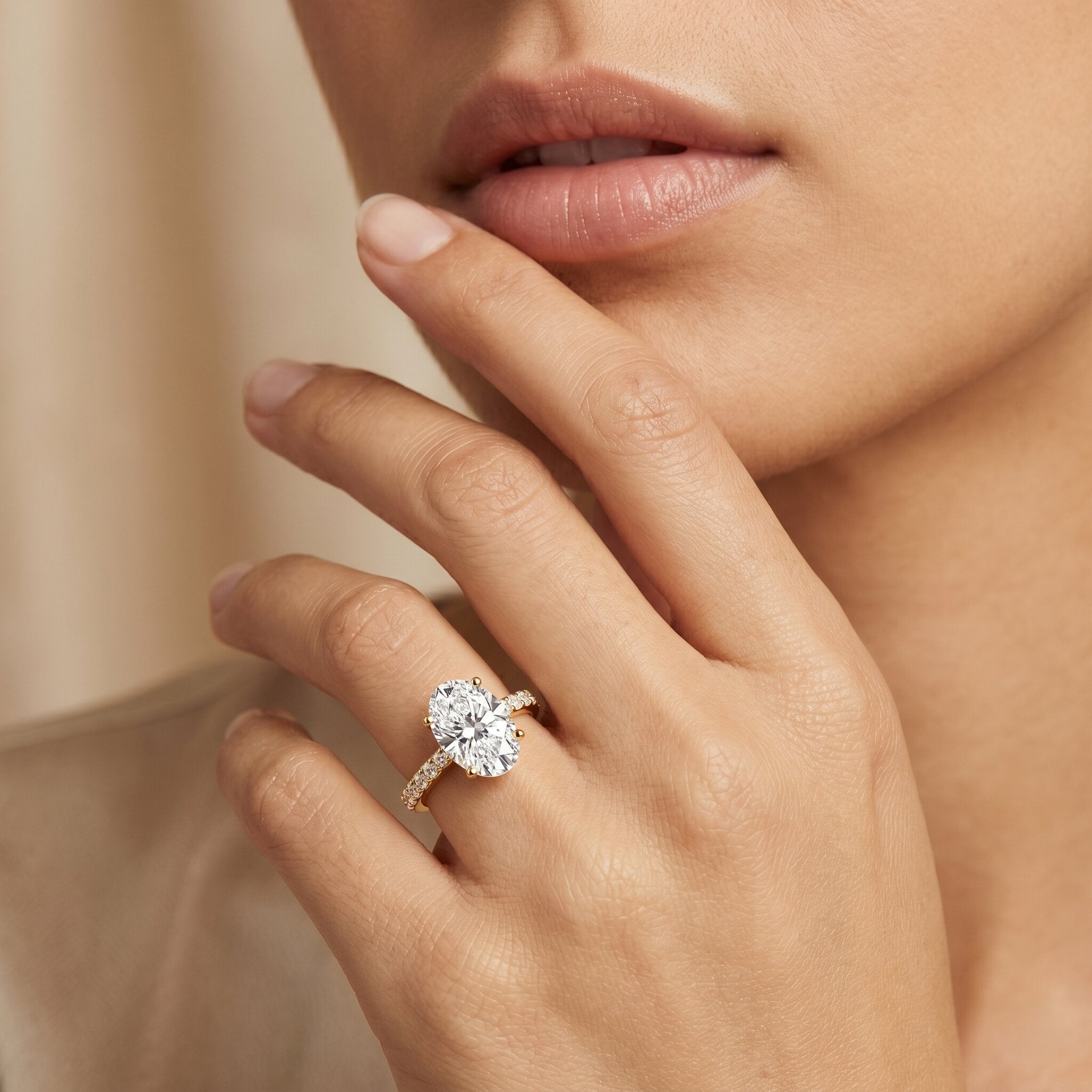 IGI Certified 3 Carat Lab Grown Oval Diamond Engagement Ring for Women