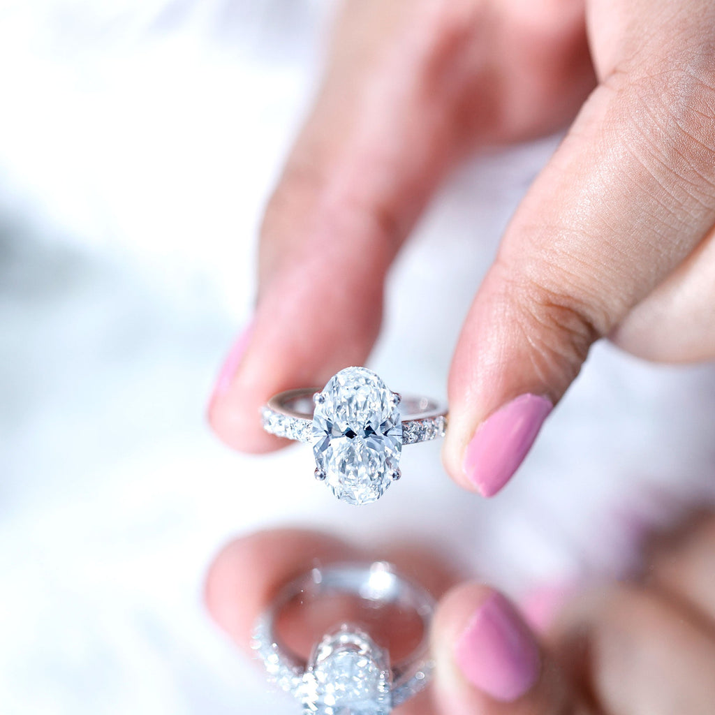 5 Carat Big Lab Grown Diamond Oval Engagement Ring with IGI Certificate