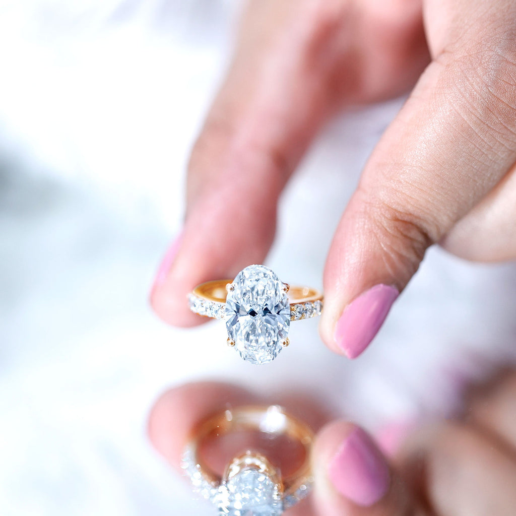 5 Carat Big Lab Grown Diamond Oval Engagement Ring with IGI Certificate