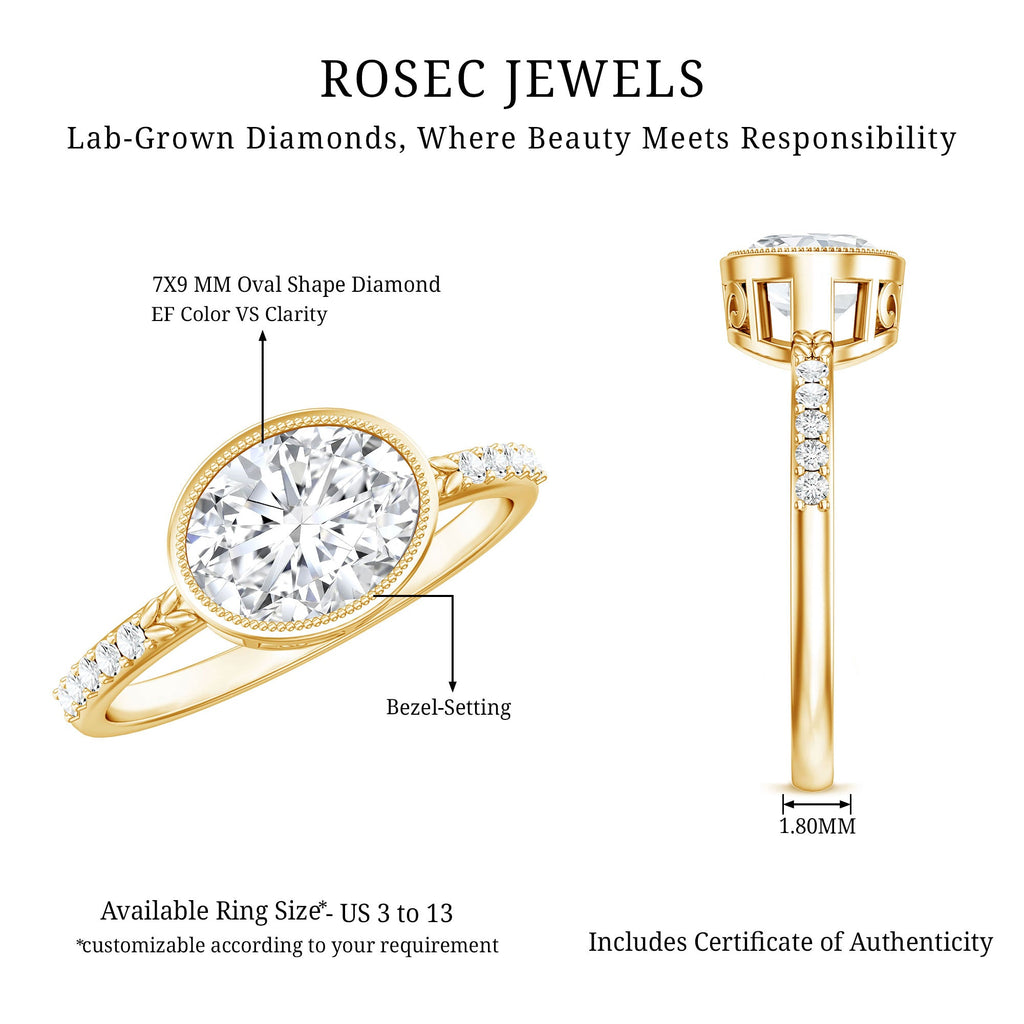 IGI Certified Lab Diamond Engagement Ring with 2 Carat Oval