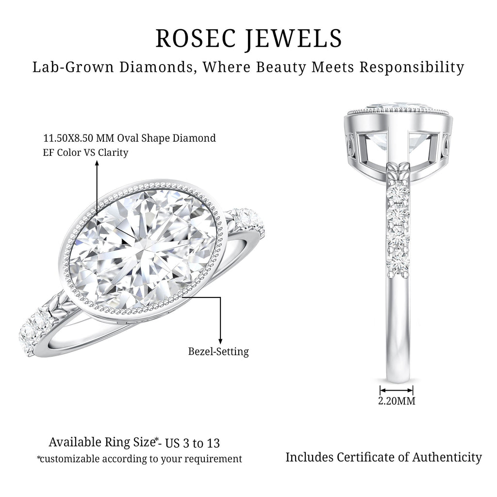 3 Carat Big Lab Grown Diamond Bezel Set Engagement Ring with IGI Certificate
