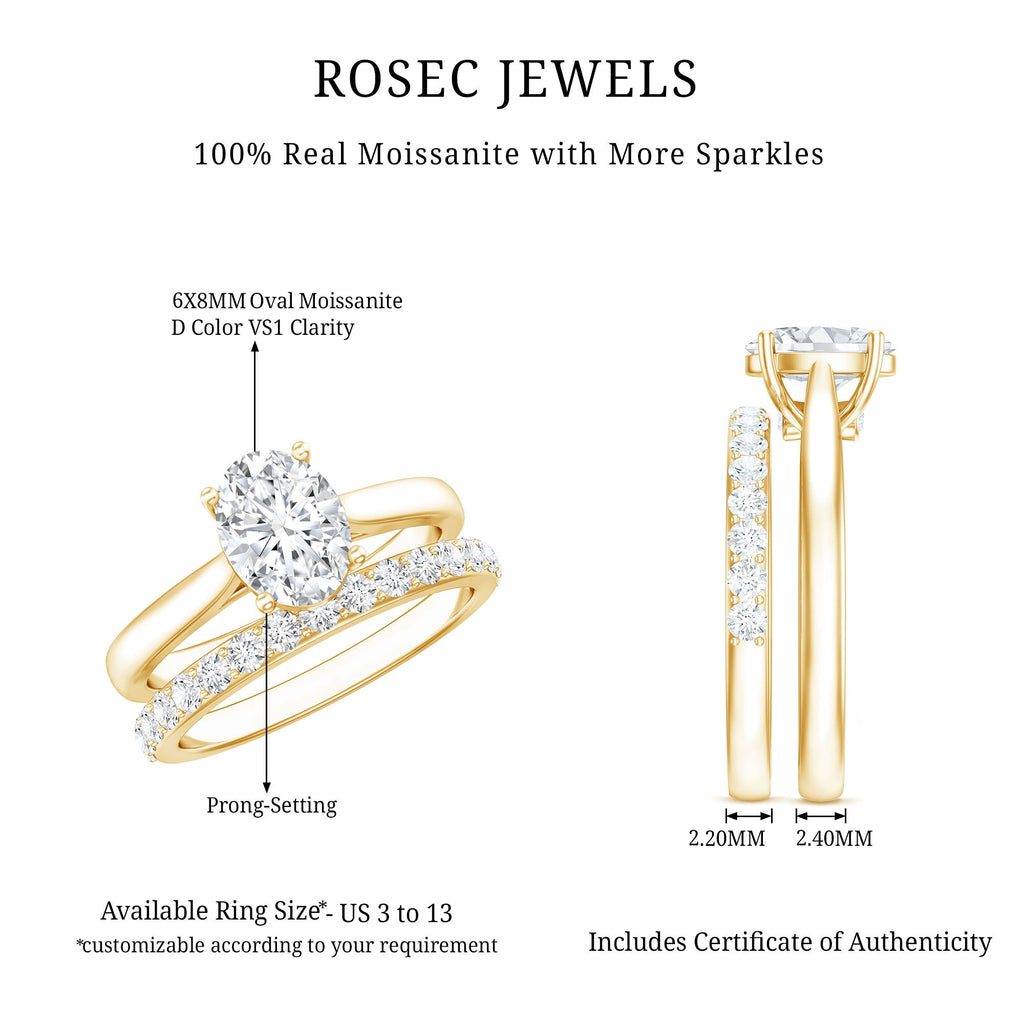 IGI Certified Lab Grown Diamond Oval Engagement Ring with Wedding Band