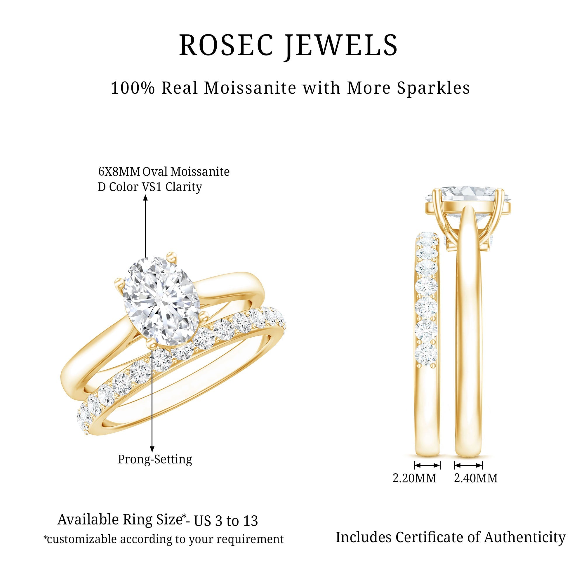 IGI Certified Lab Grown Diamond Oval Engagement Ring with Wedding Band
