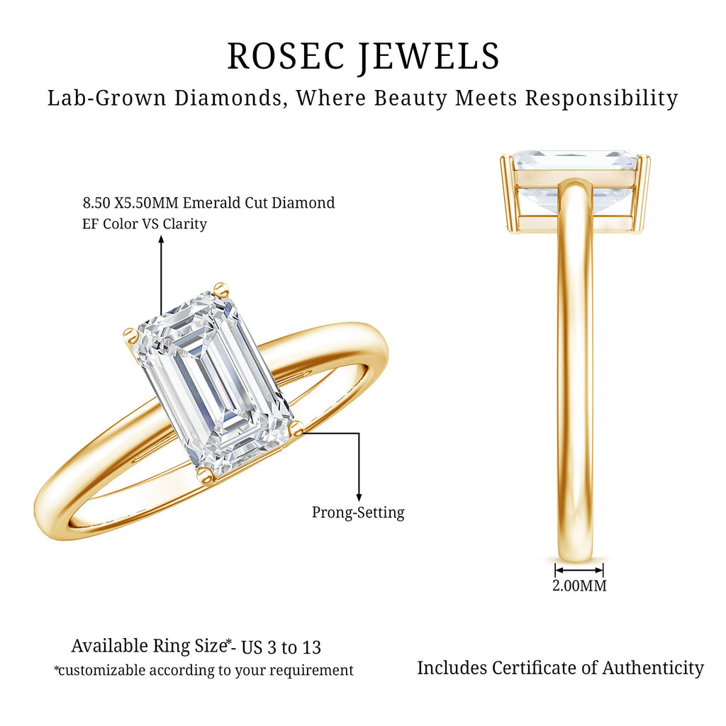 Emerald Cut 2 Carat Engagement Ring with IGI Certified Lab Diamond