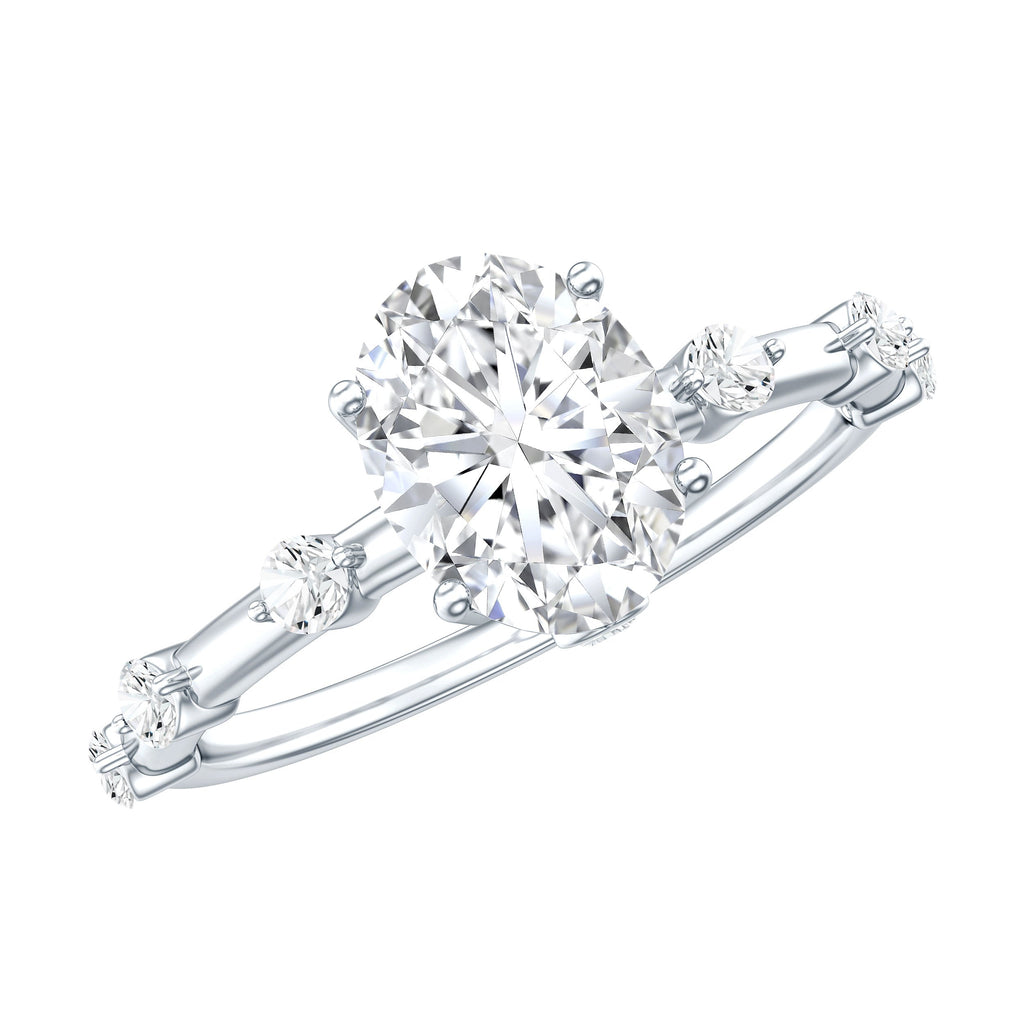 IGI Certified 1.2 Carat Oval Lab Grown Diamond Engagement Ring with Spaced Accent
