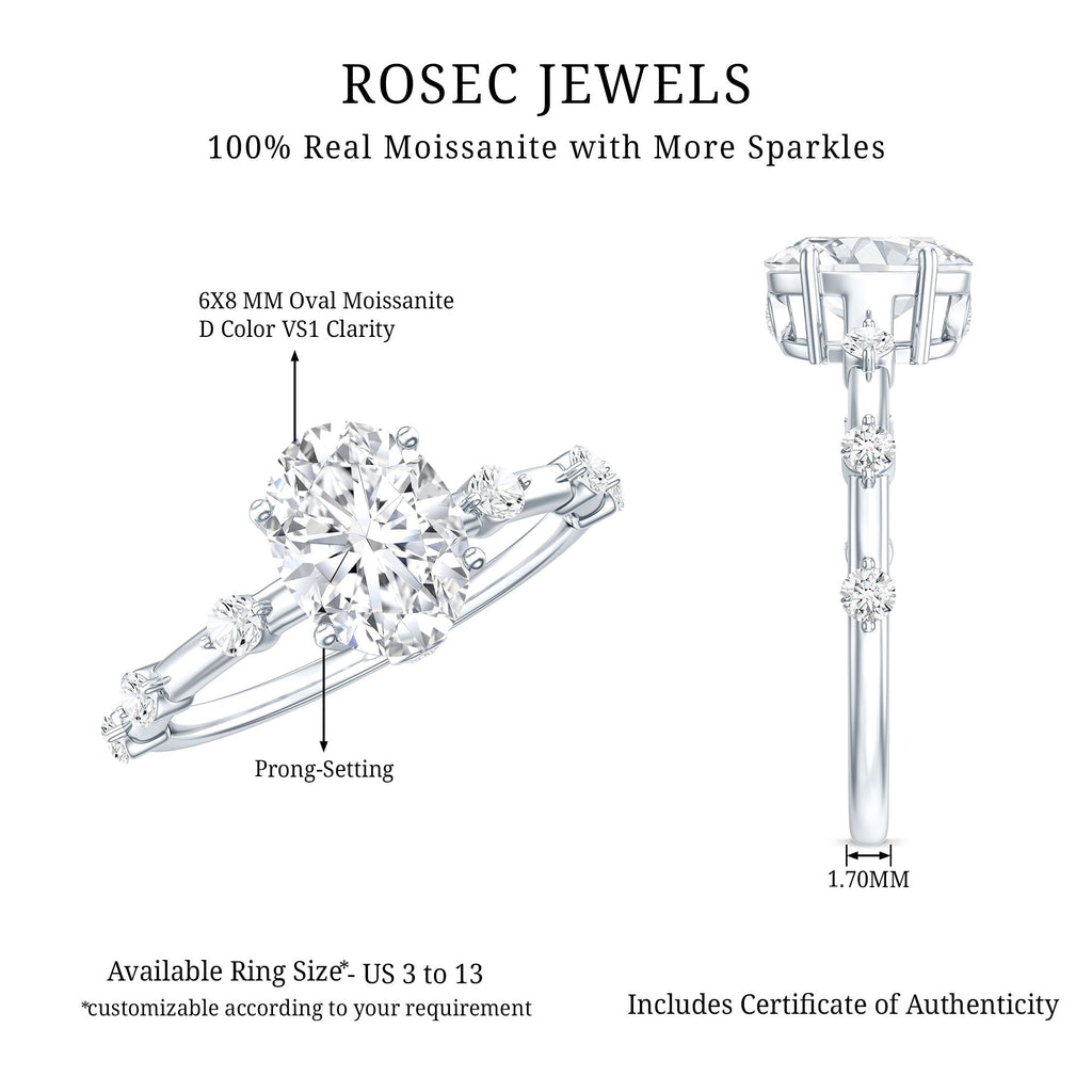 IGI Certified 1.2 Carat Oval Lab Grown Diamond Engagement Ring with Spaced Accent