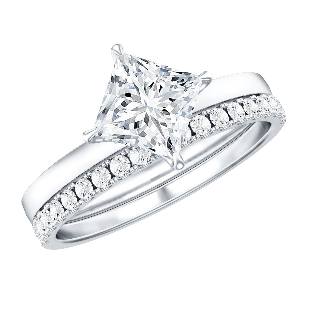 IGI Certified 1 Carat Lab Grown Diamond Princess Cut Bridal Ring Set