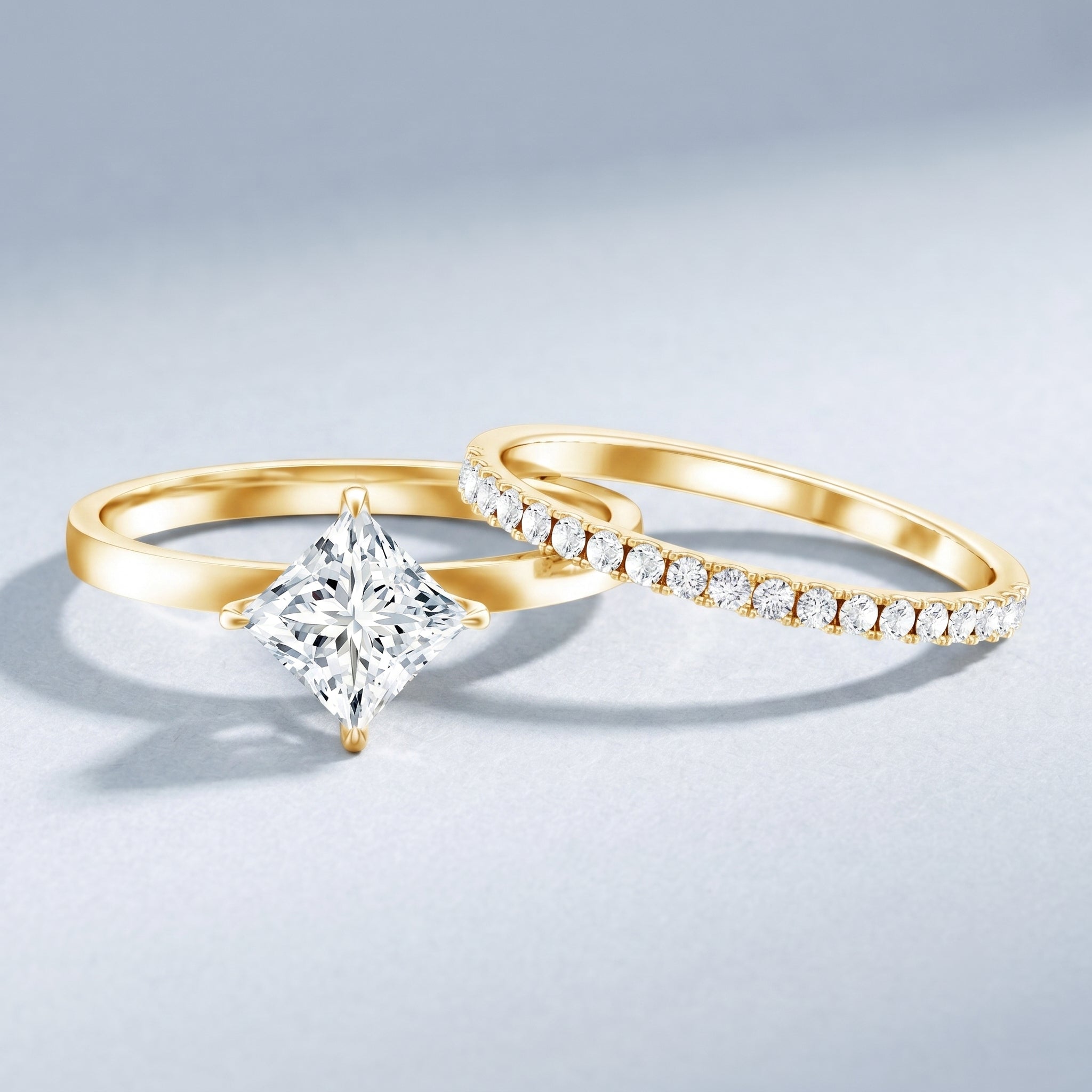 IGI Certified 1 Carat Lab Grown Diamond Princess Cut Bridal Ring Set
