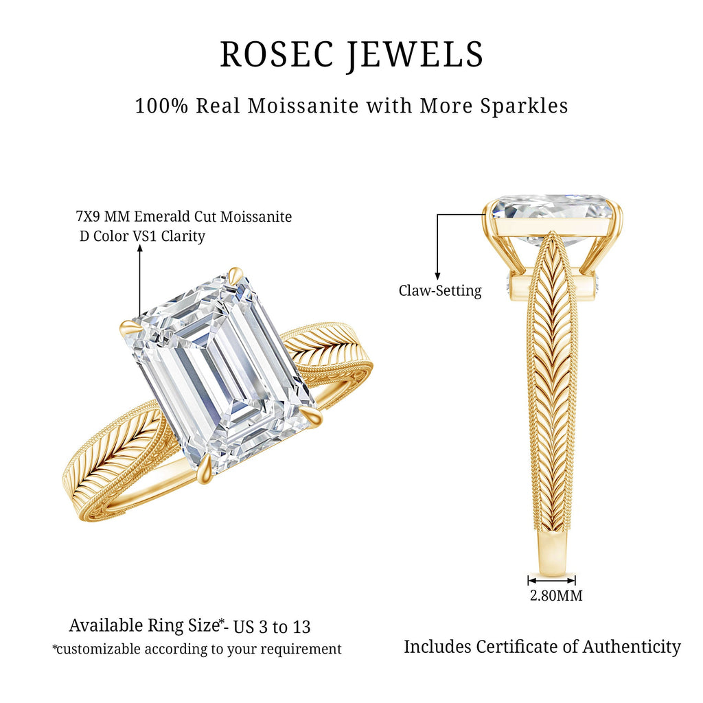 Ethically Sourced 3 Carat Lab Grown Diamond Emerald Cut Engagement Ring IGI Certified