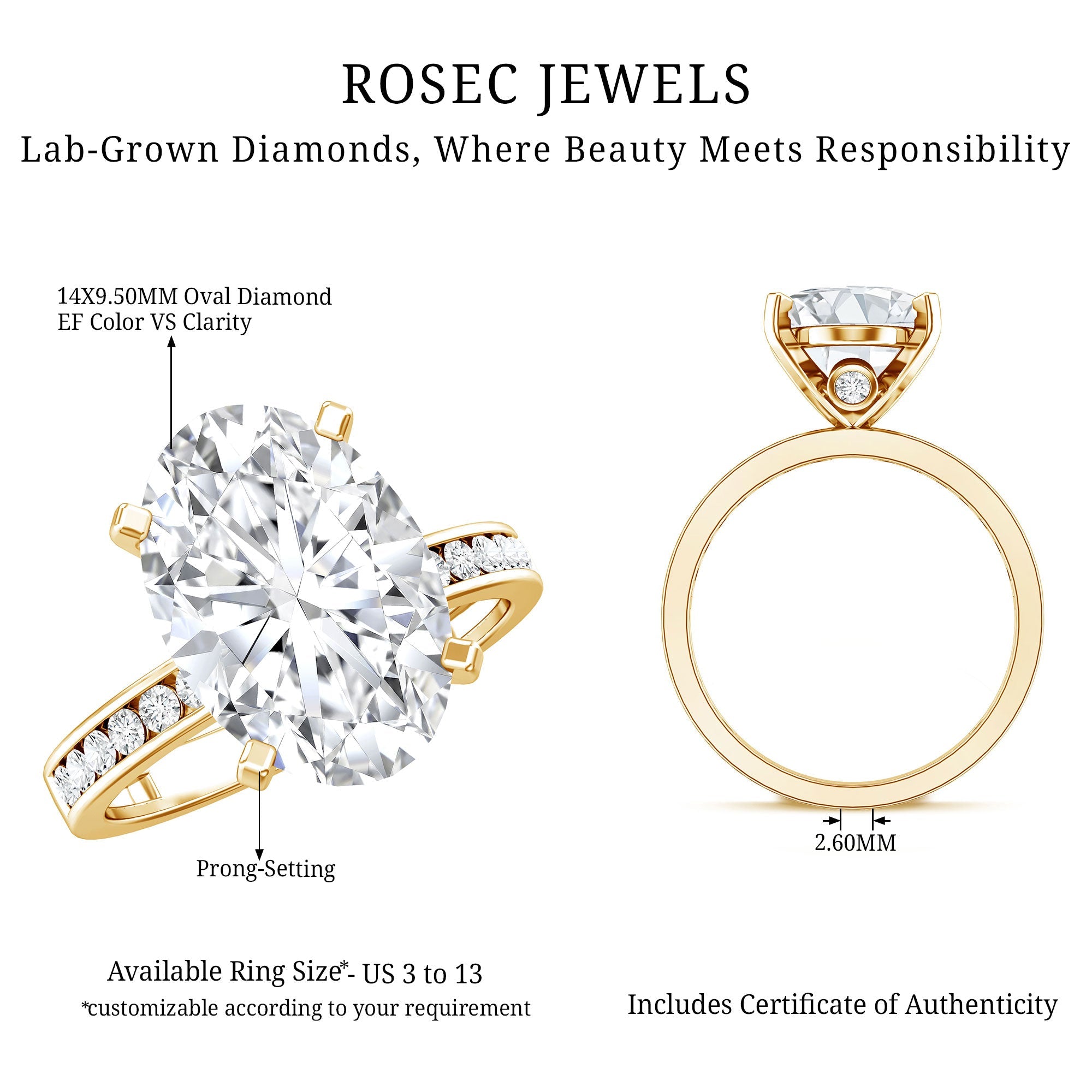 4 Carat Oval Shaped Lab Grown Diamond Huge Engagement Ring with IGI Certificate