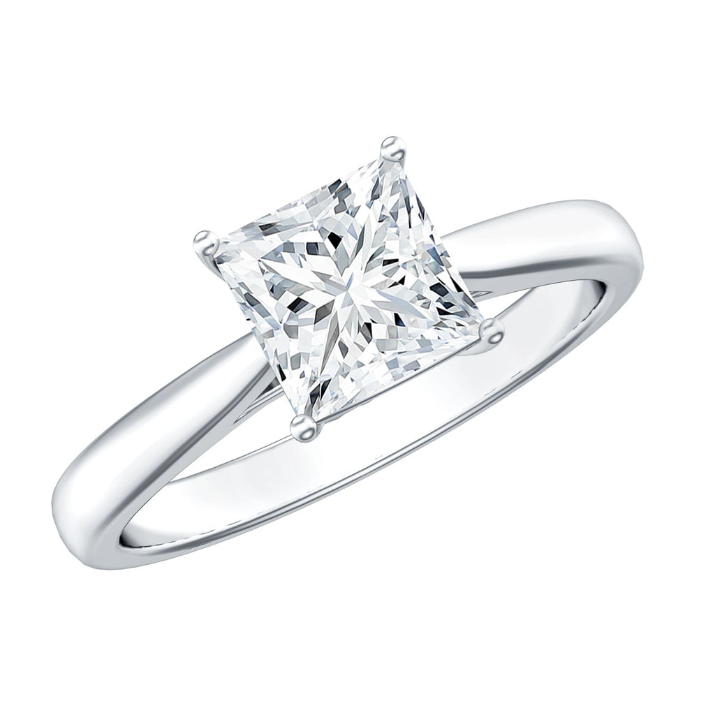 Solitaire 2 Carat Lab Created Diamond Princess Cut Engagement Ring IGI Certified