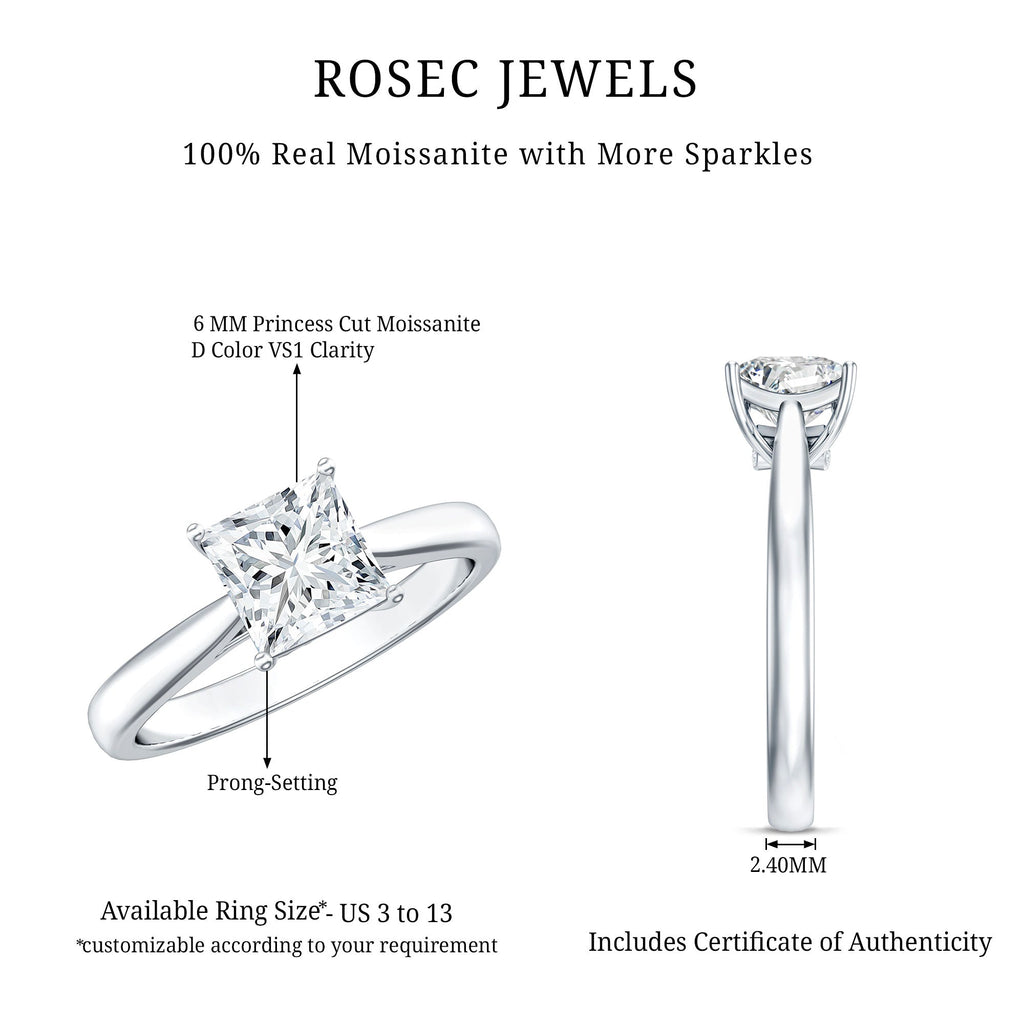 Solitaire 2 Carat Lab Created Diamond Princess Cut Engagement Ring IGI Certified