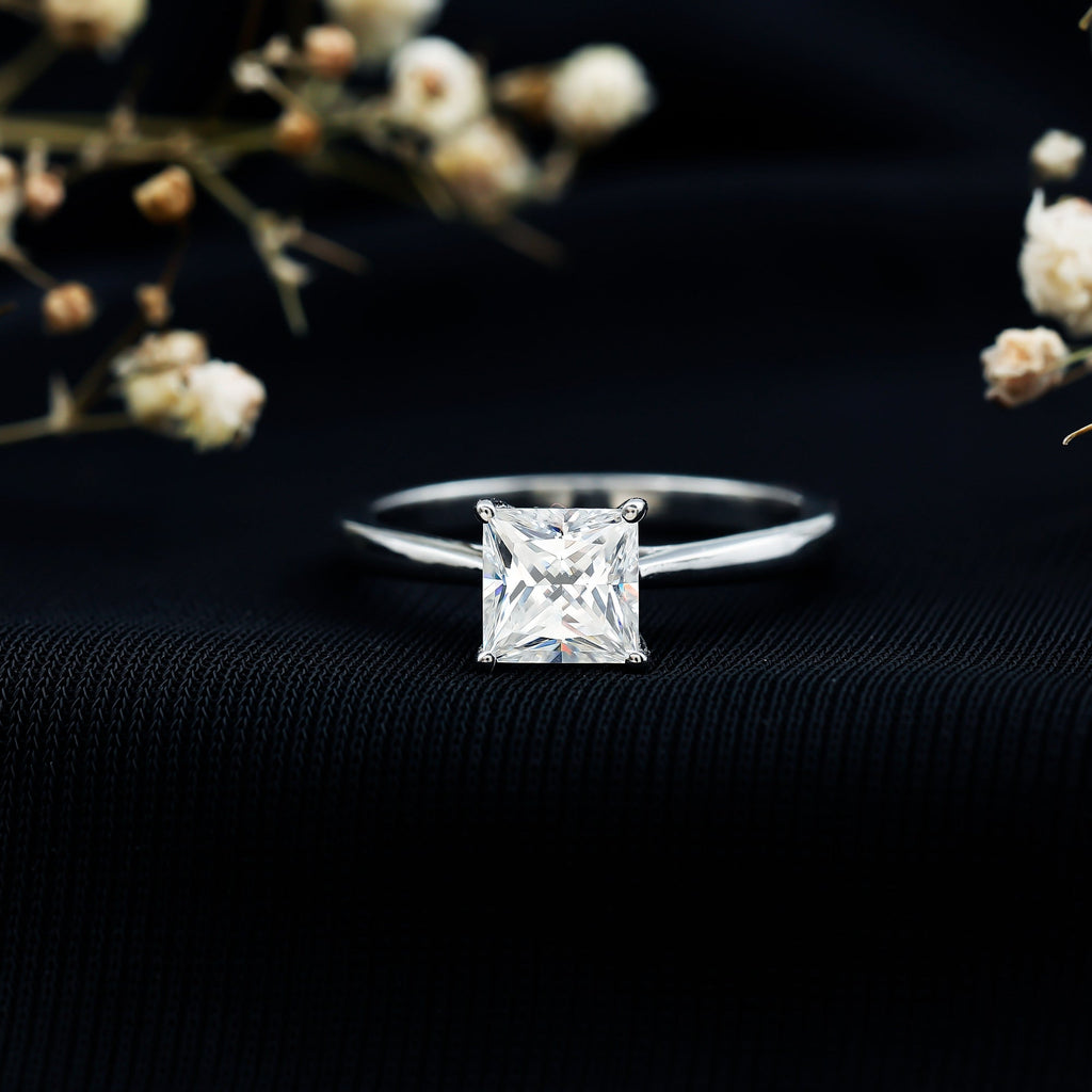 Solitaire 2 Carat Lab Created Diamond Princess Cut Engagement Ring IGI Certified