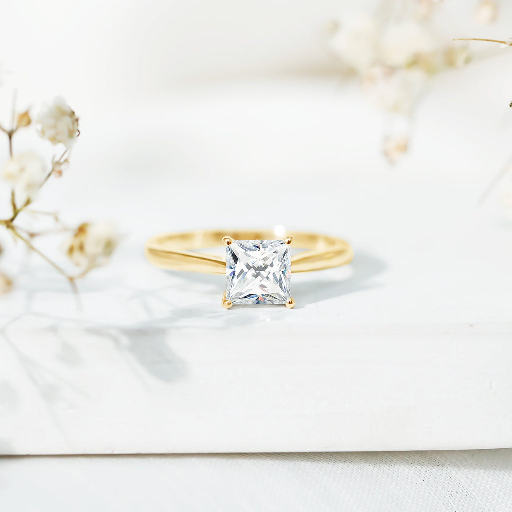 Solitaire 2 Carat Lab Created Diamond Princess Cut Engagement Ring IGI Certified