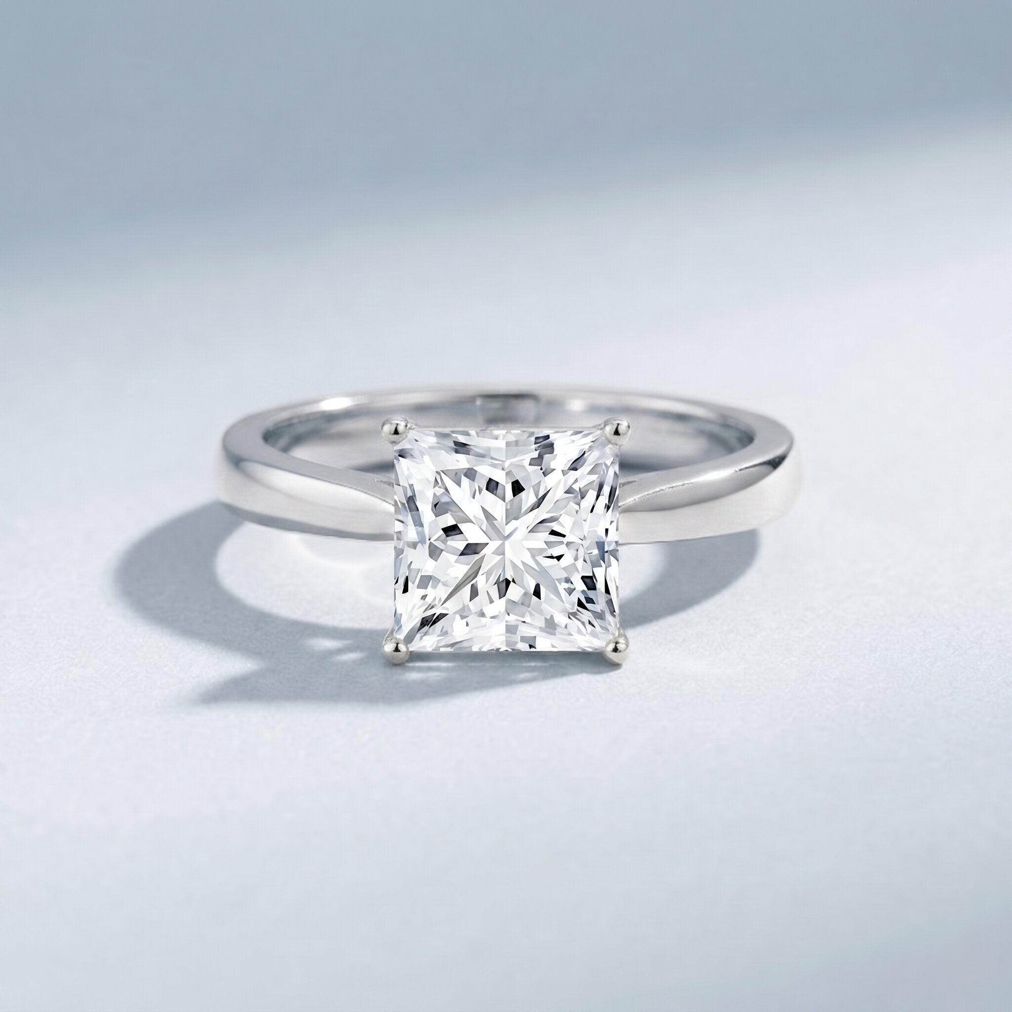 IGI Certified Lab Grown 3 Carat Diamond Princess Cut Engagement Ring Solitaire