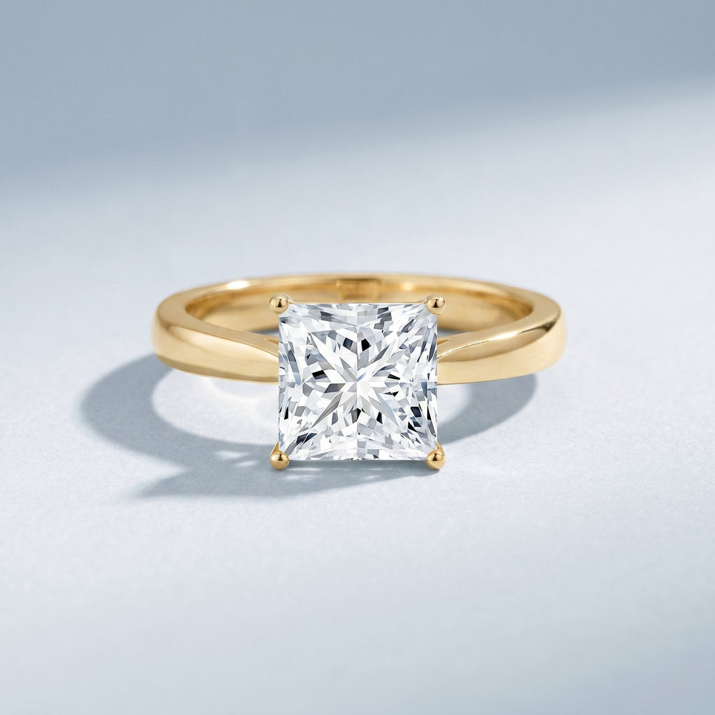 IGI Certified Lab Grown 3 Carat Diamond Princess Cut Engagement Ring Solitaire