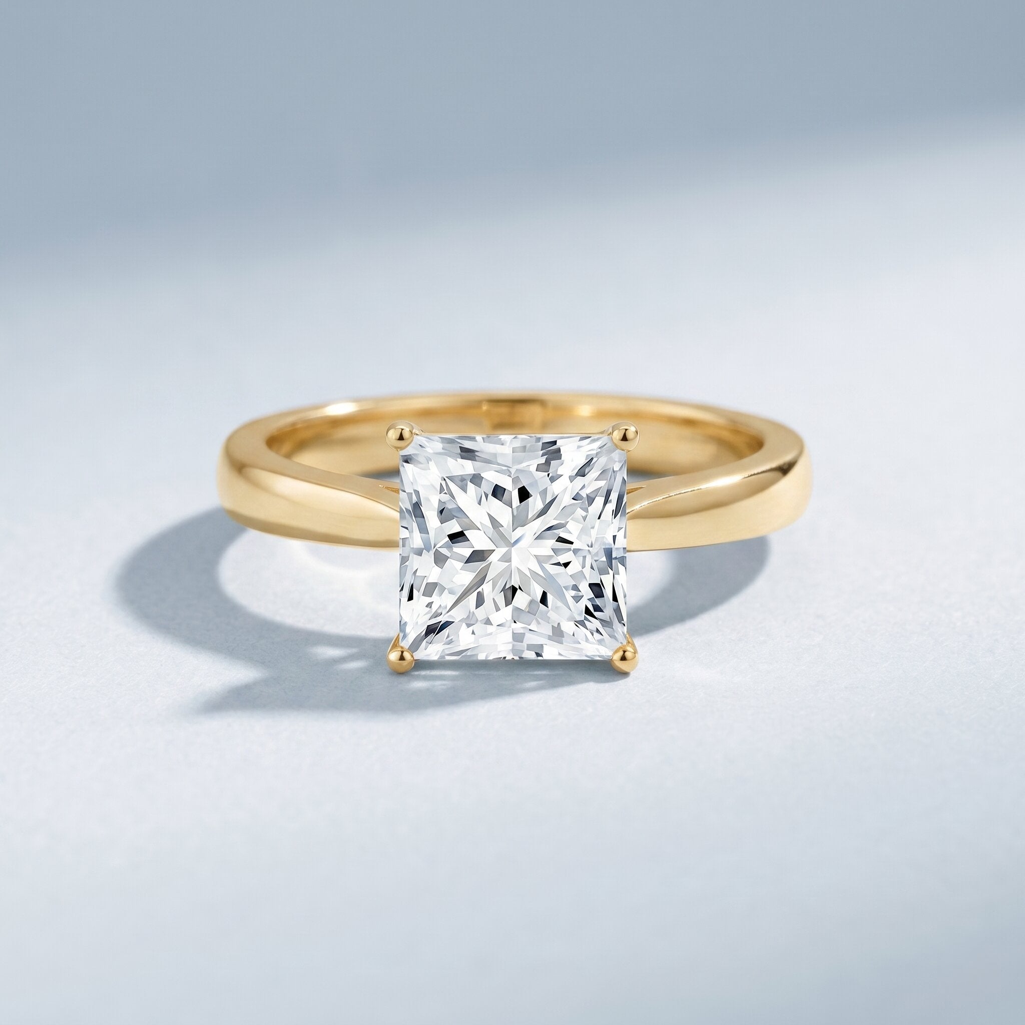 IGI Certified Lab Grown 3 Carat Diamond Princess Cut Engagement Ring Solitaire