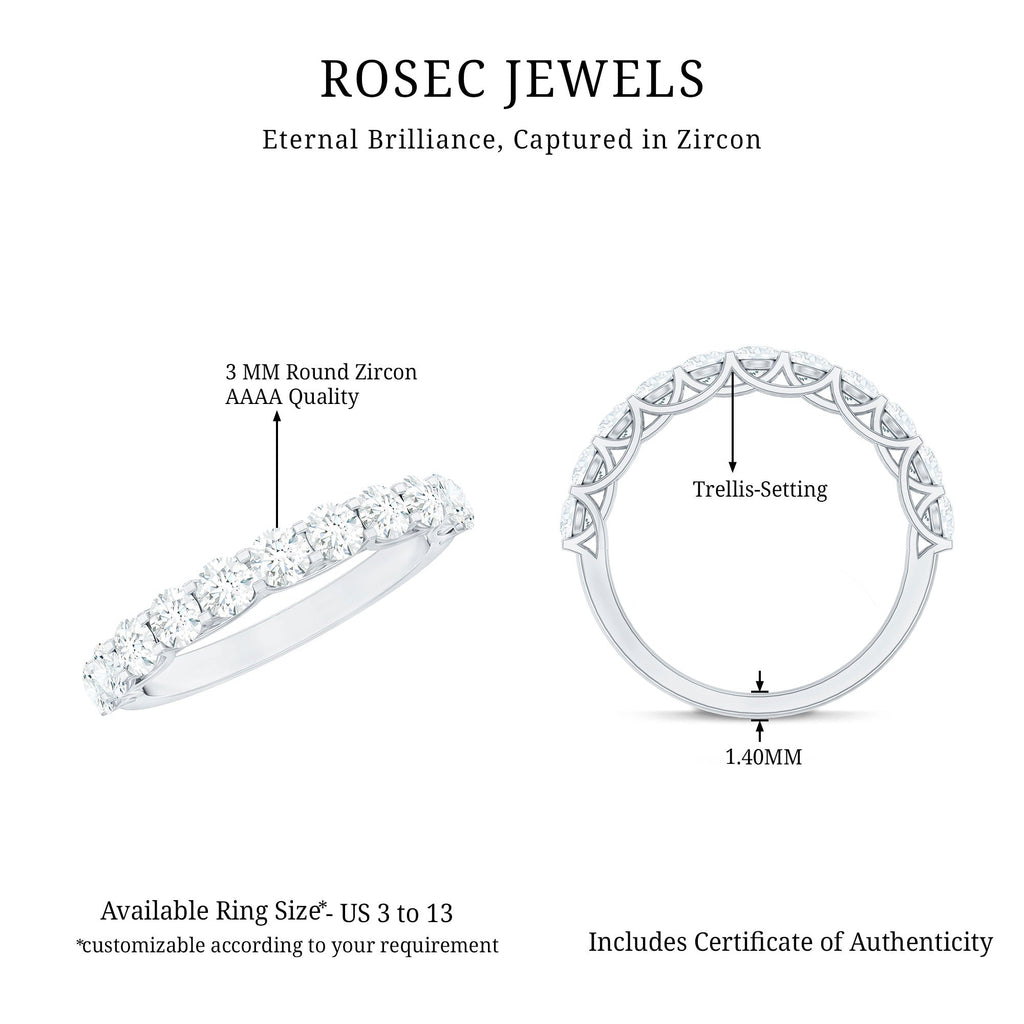 Cubic Zirconia Half Eternity Ring for Women
