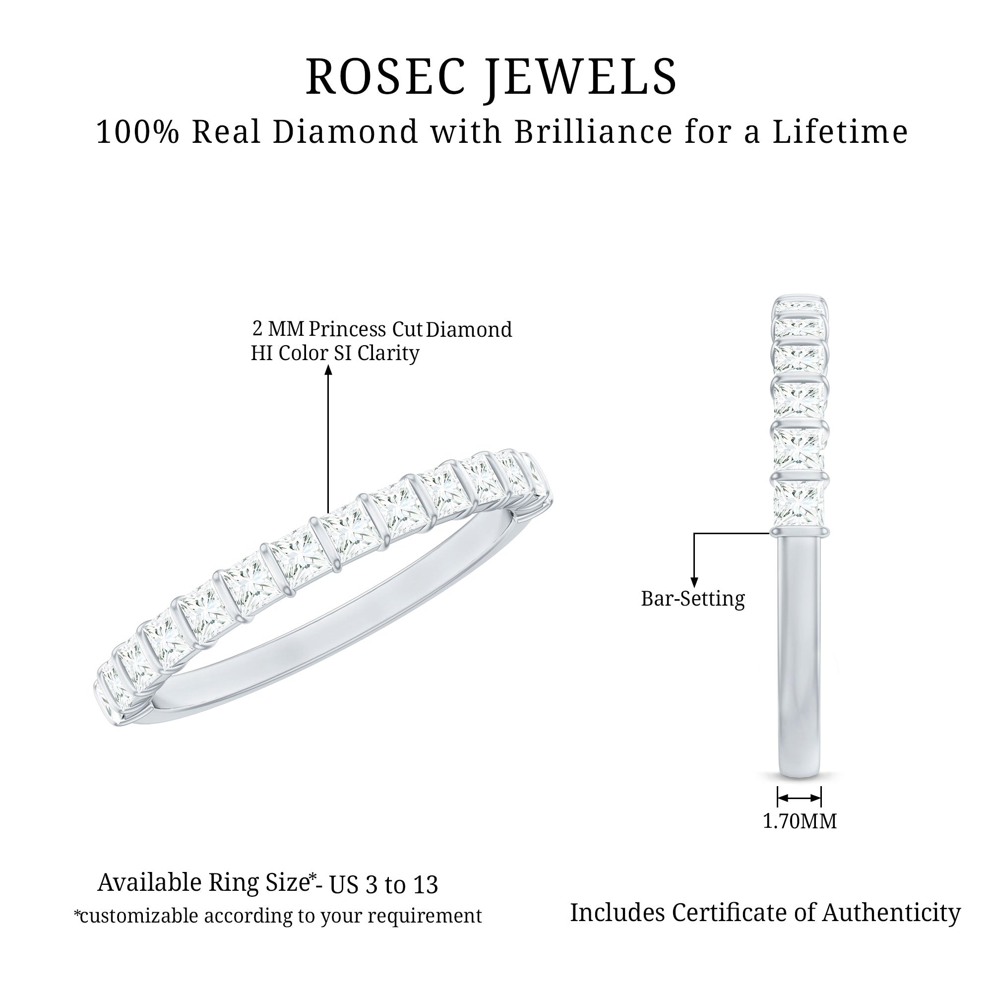 Princess Cut Diamond Anniversary Band Ring