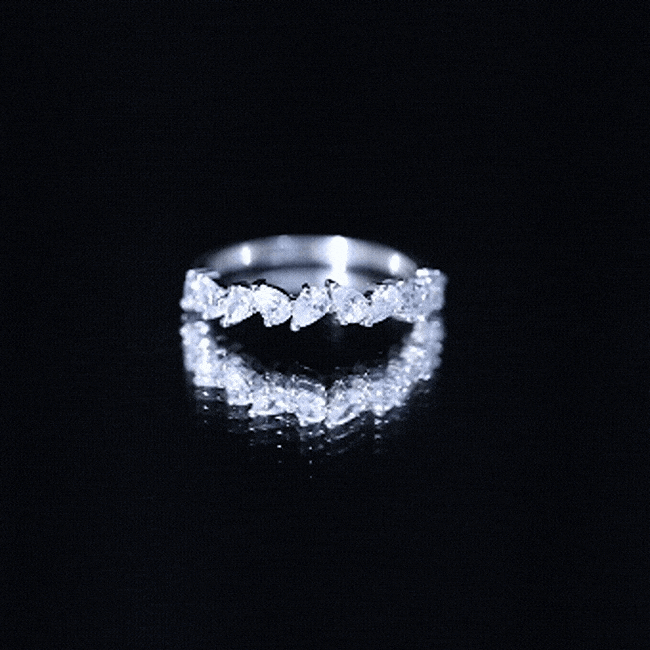 Pear Cut Cubic Zirconia Half Eternity Ring